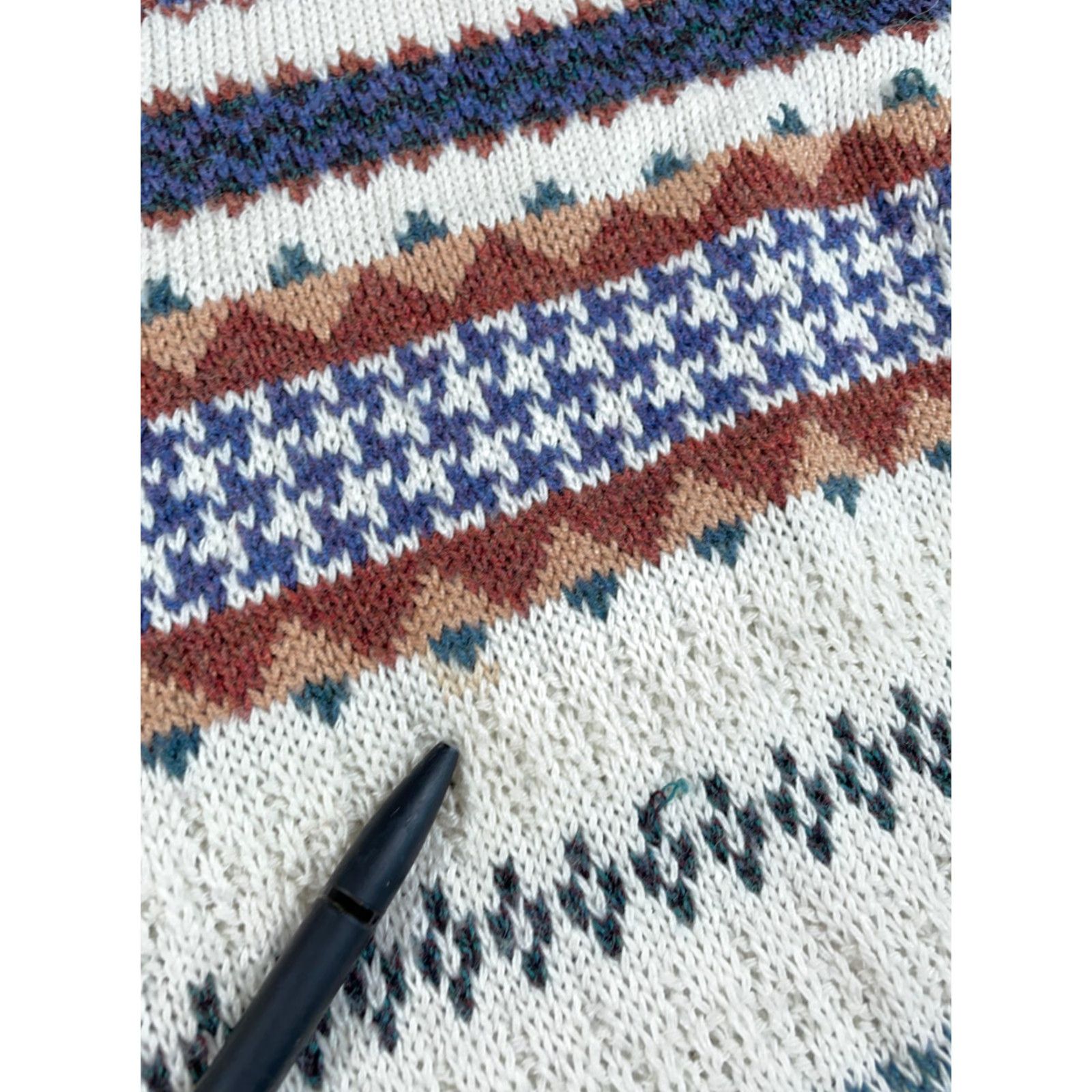 Vintage VINTAGE Old Glory Sweater Men's XL Ivory Fair Isle Crewneck Chunky-Knit Cotton Knit VTG 90s Size US XL / EU 56 / 4 - 7 Thumbnail