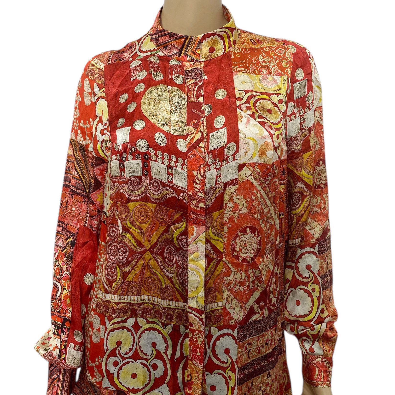 Other SHIATZY CHEN Red Multicolor Button Down Silk Shirt Top Size M / US 6-8 / IT 42-44 - 5 Thumbnail