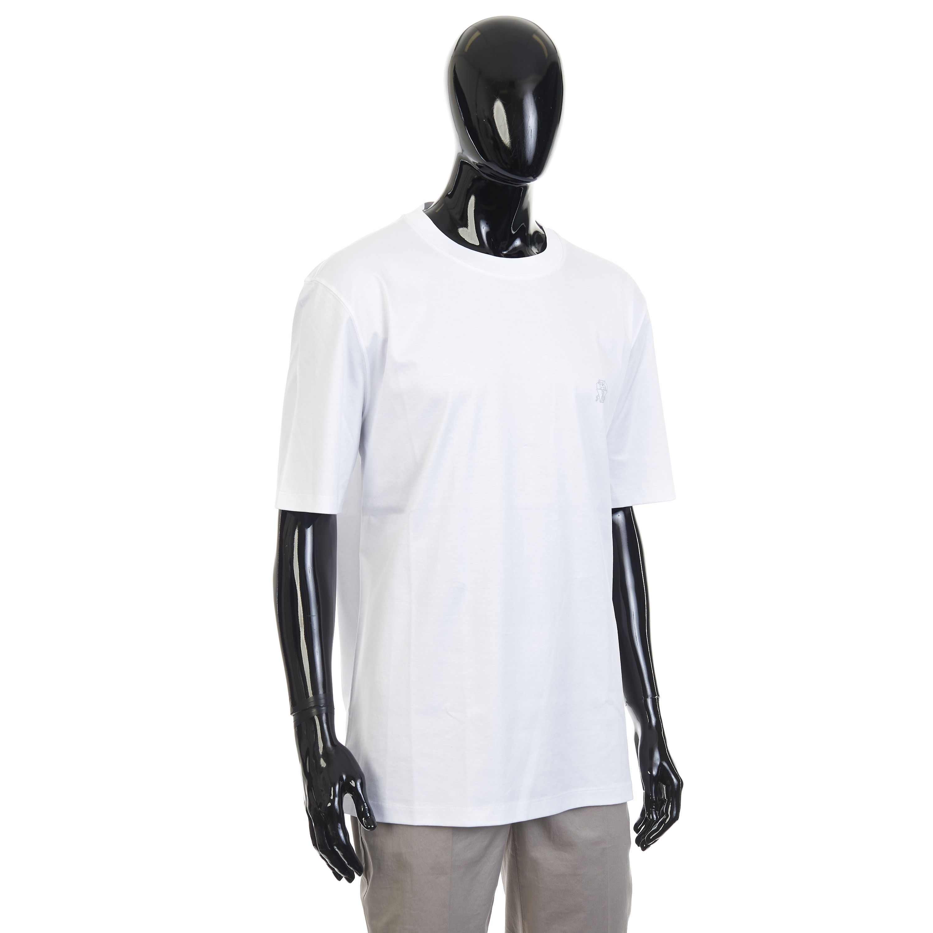 Brunello Cucinelli White Cotton Jersey Crew neck Tshirt With Logo Size M Size US M / EU 48-50 / 2 - 8 Thumbnail