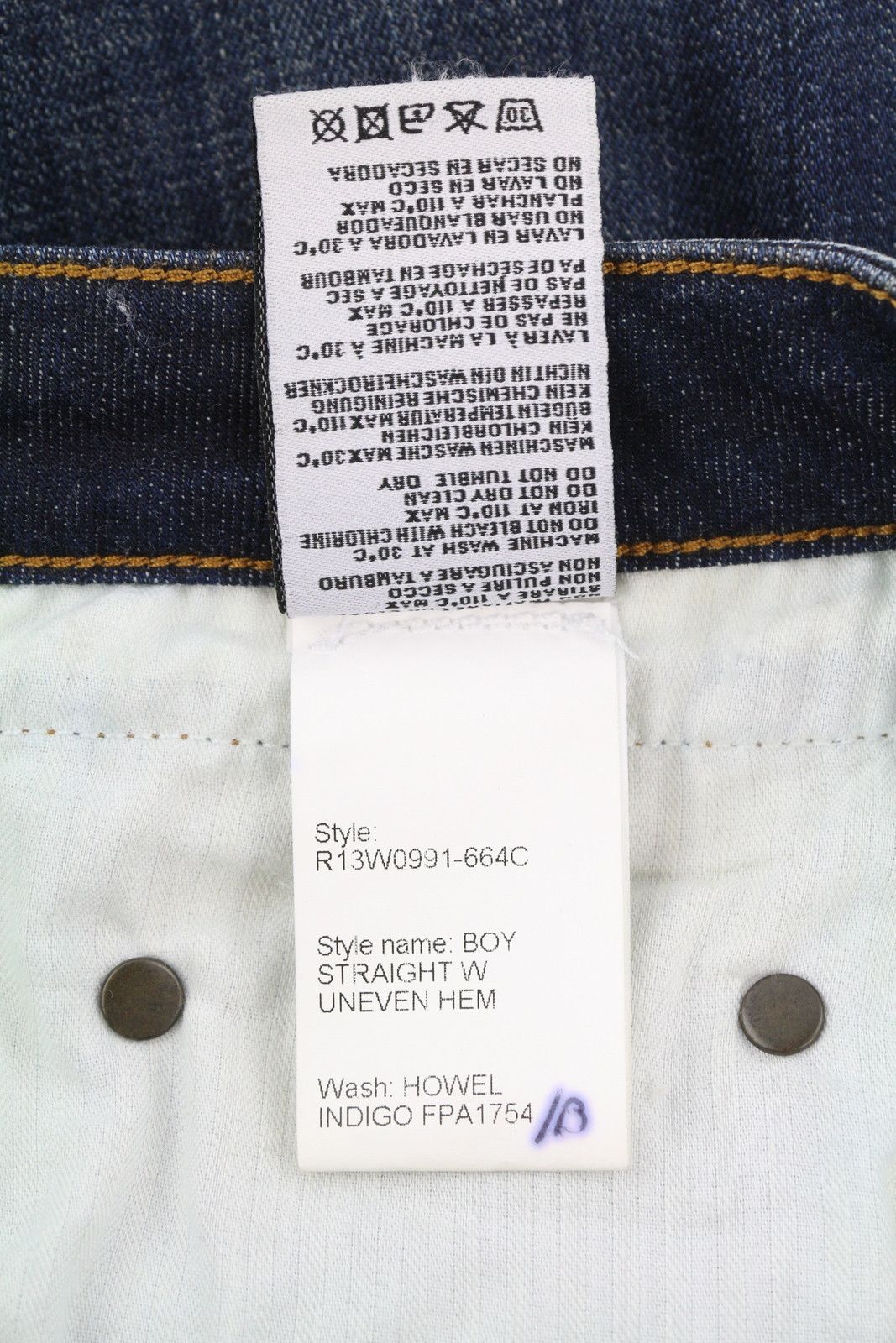 R13 BOY STRAIGHT 27 Howel Indigo Faded Distress Cropped 86239 Size 27" / US 4 / IT 40 - 9 Thumbnail
