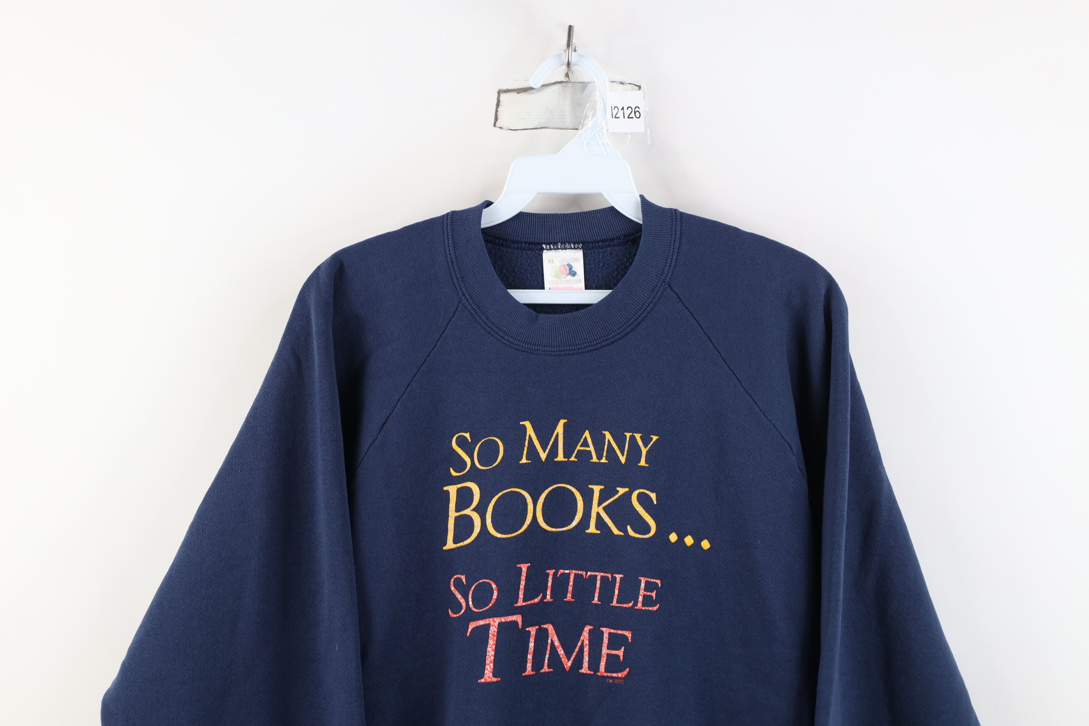 Vintage Vintage 90s Streetwear Books So Little Time Sweatshirt USA Size US XL / EU 56 / 4 - 2 Thumbnail