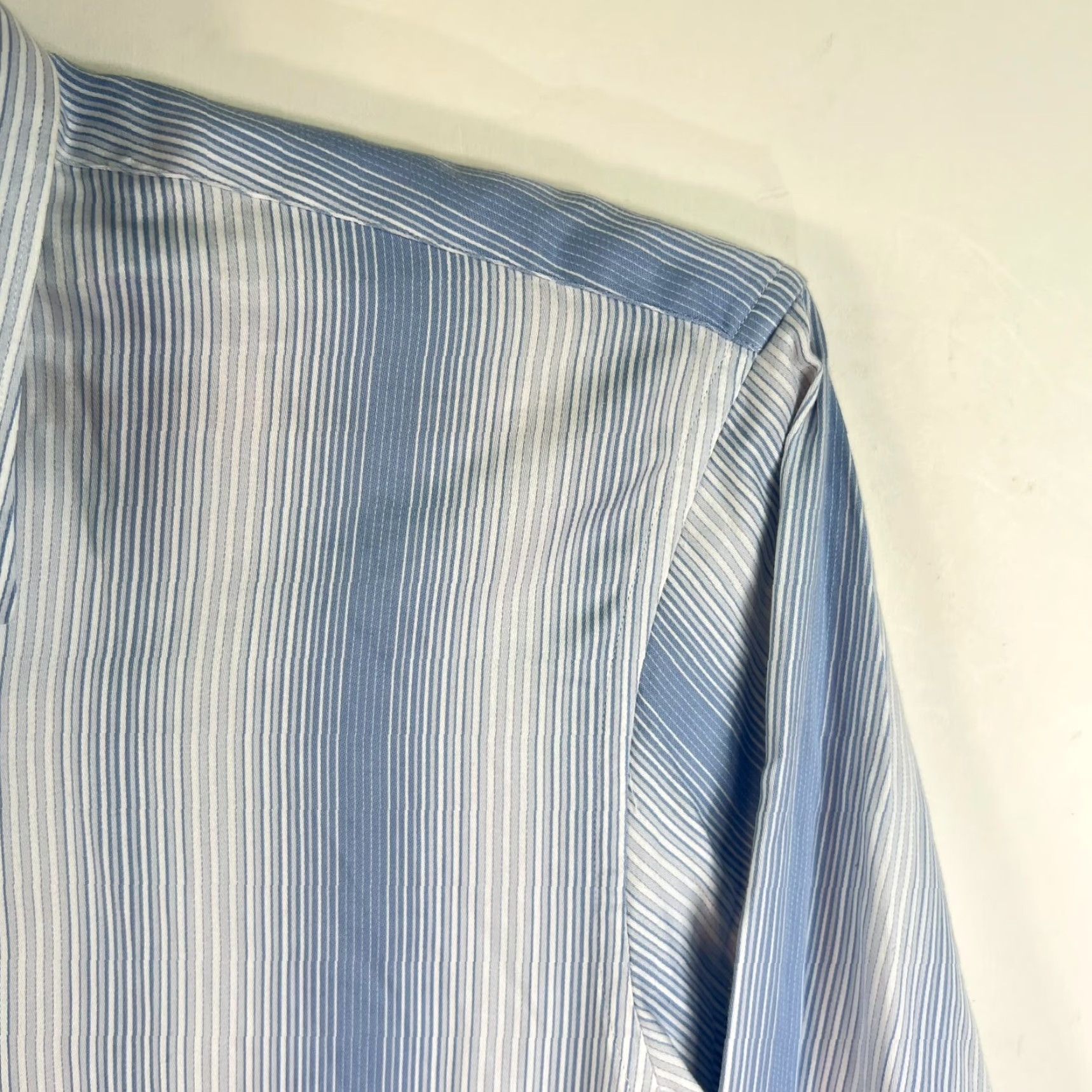 Michael Kors Michael Kors Striped Long Sleeve Spread Collar Mens Size XL Blue White Shirt Size US XL / EU 56 / 4 - 3 Thumbnail