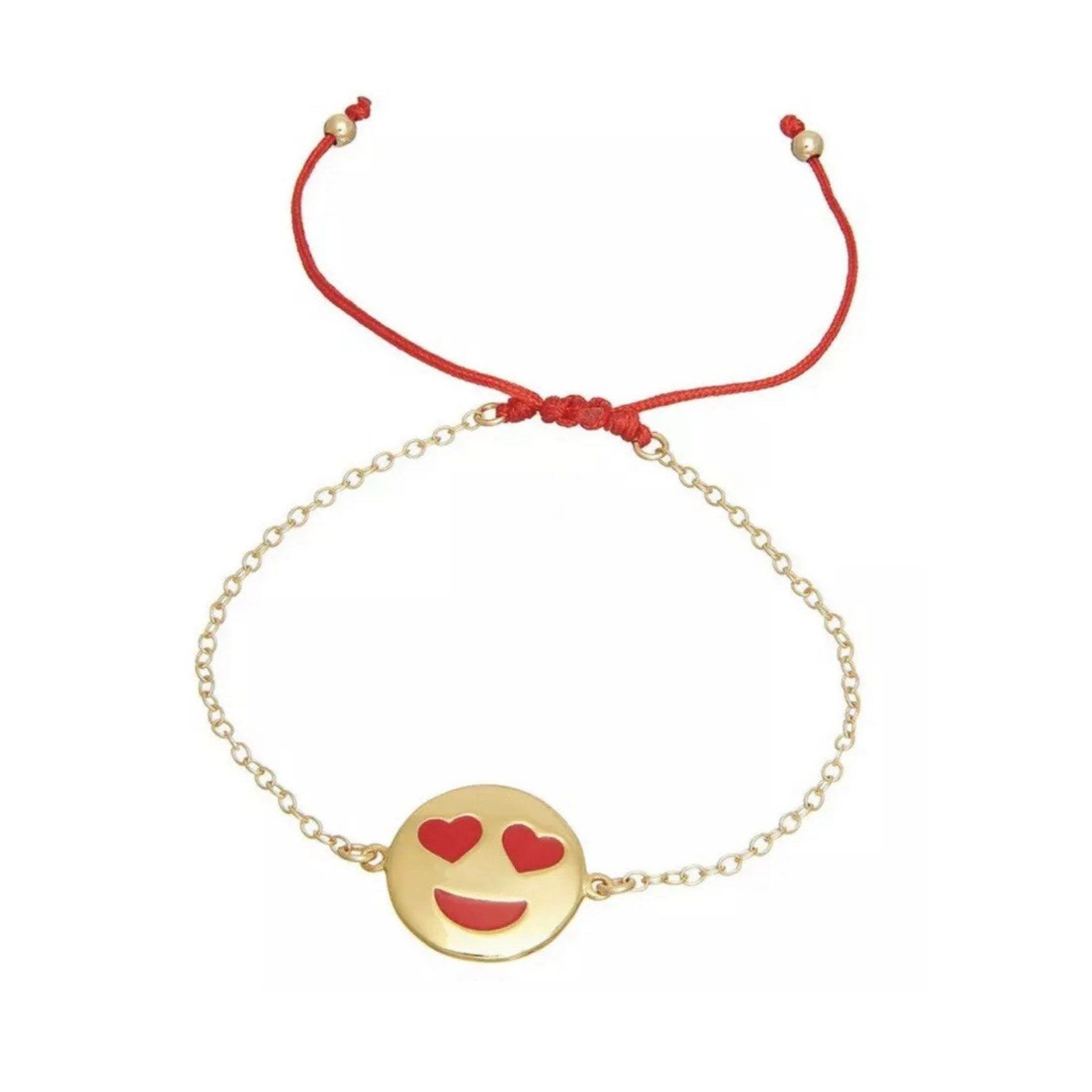 Other New Emoji Heart Eyes Sterling Silver 14K Gold Enamel Bracele Size ONE SIZE - 3 Thumbnail