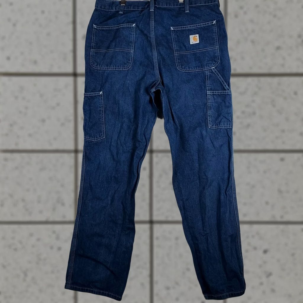 Carhartt Carhartt Mens Jeans 33x32 Denim Straight Leg Blue 5-Pocket Zip Mid Rise Relaxed Regular Inseam 32" - Cotton Heavyweight Workwear Size US 33 - 1 Thumbnail