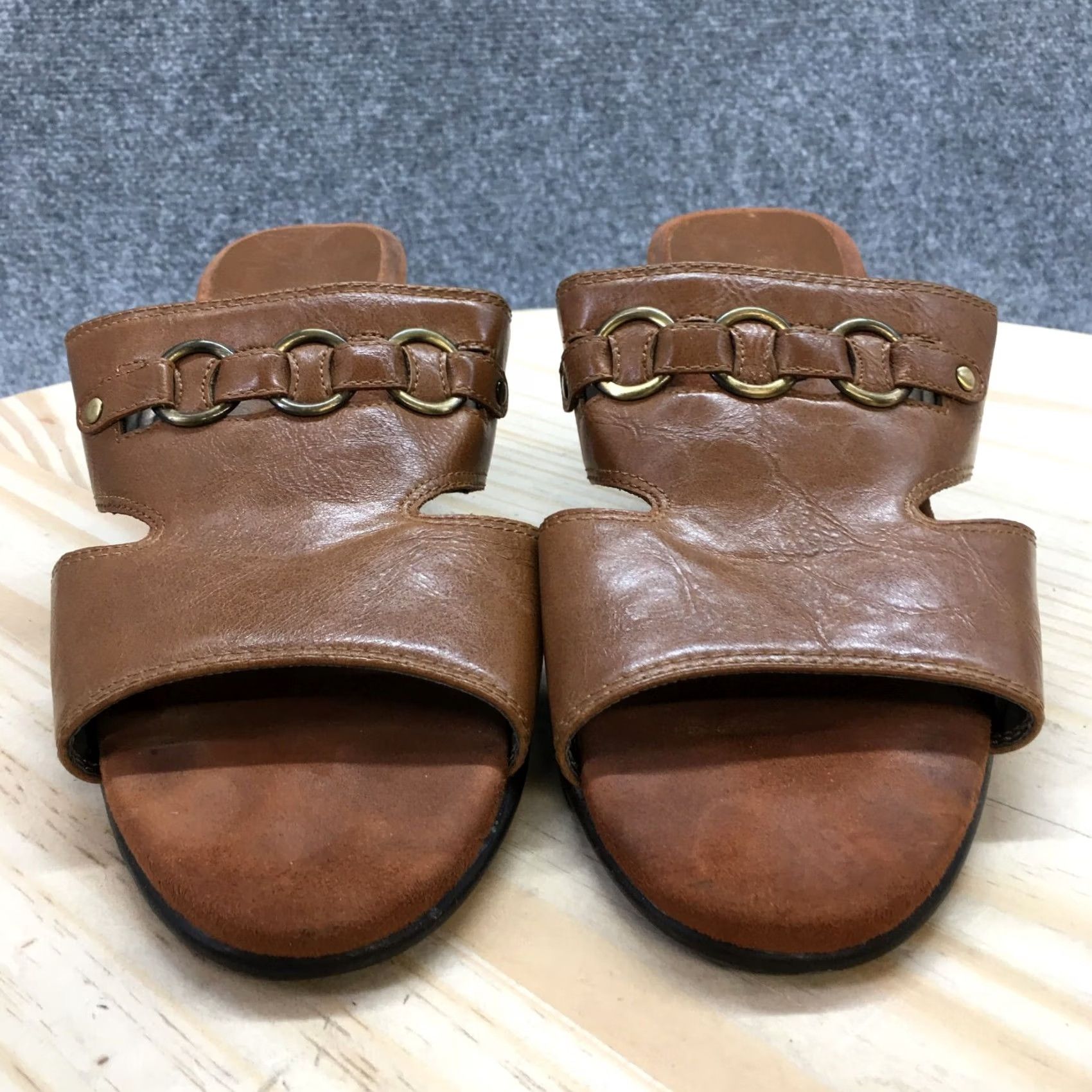 Vintage Aerosoles A2 Sandals Womens 9.5 M Base Board Casual Slip On Heels Slide Brown Size US 10 / IT 40 - 4 Thumbnail