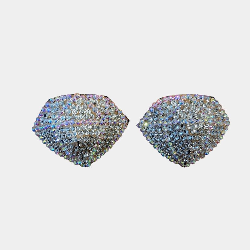Handmade AB & Clear Glass Diamond Rhinestone Pasties in a Size 2 3/4" Size ONE SIZE - 2 Thumbnail