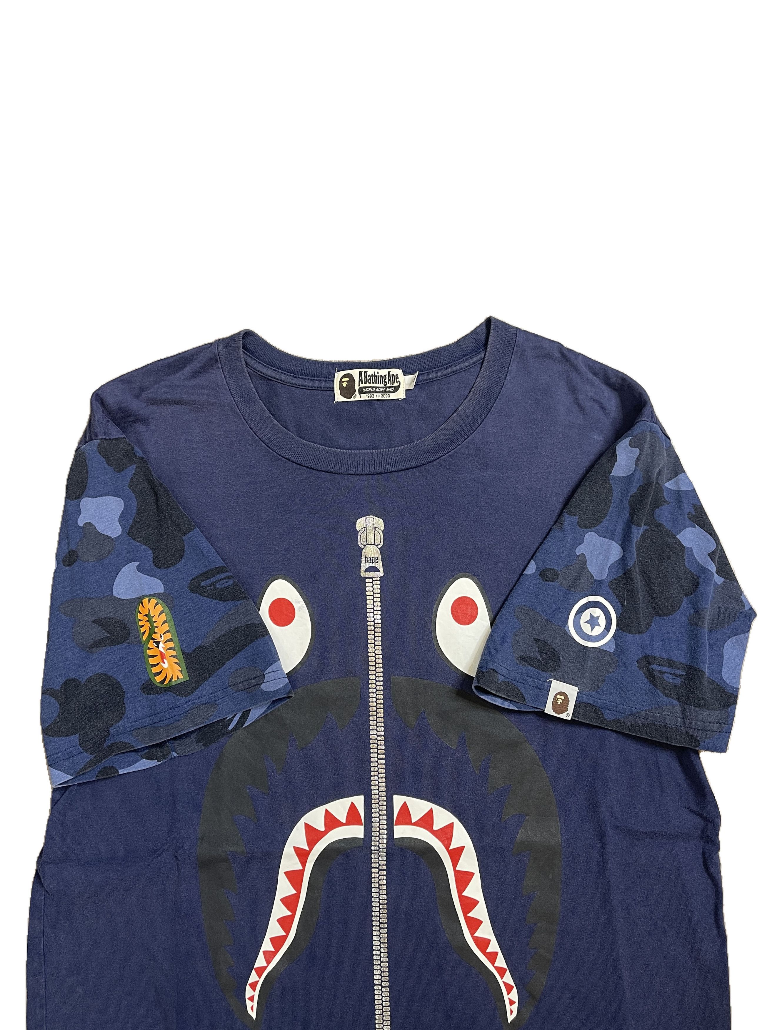 Bape Bape Shark MGM Blue Camo Tee Shirt Size US XL / EU 56 / 4 - 3 Thumbnail