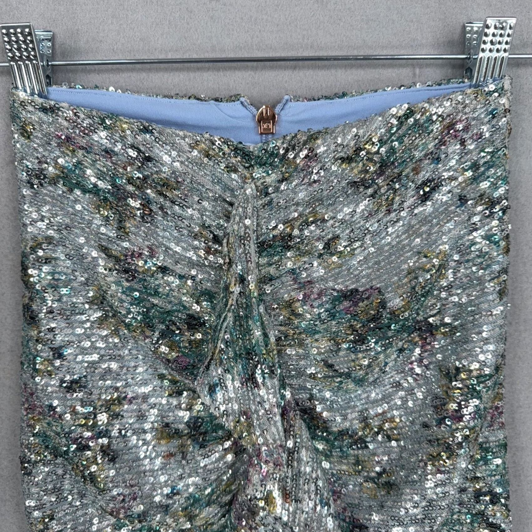 Vintage Nookie Forever Skirt Womens XS Blue Sequin Ruched Knot Front Mini Party Cocktail Size 26" / US 2 / IT 38 - 5 Thumbnail