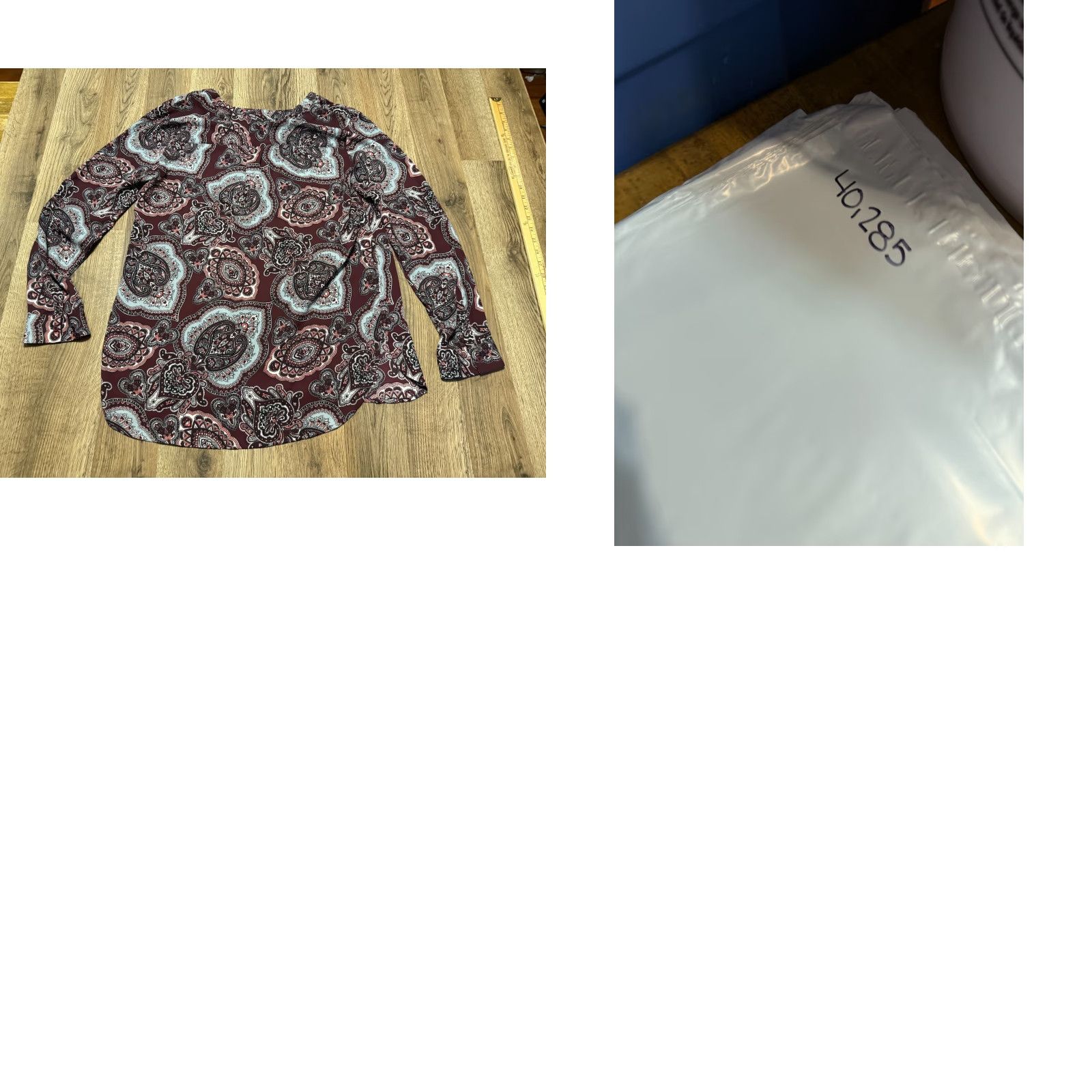 Vintage Ann Taylor Blouse Women's Medium Purple Blue Pink Paisley Long Sleeve V-Neck Size M / US 6-8 / IT 42-44 - 8 Thumbnail