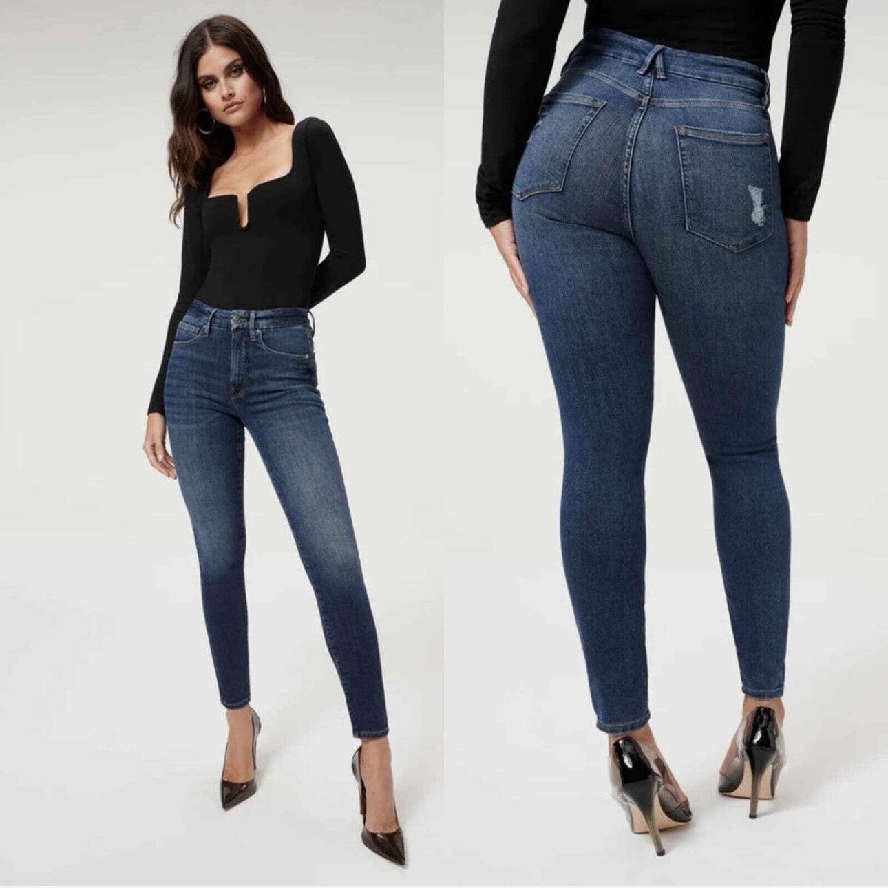 Good American GOOD AMERICAN Denim High Waisted Good Legs Skinny Jeans Size 28" / US 6 / IT 42 - 1 Thumbnail