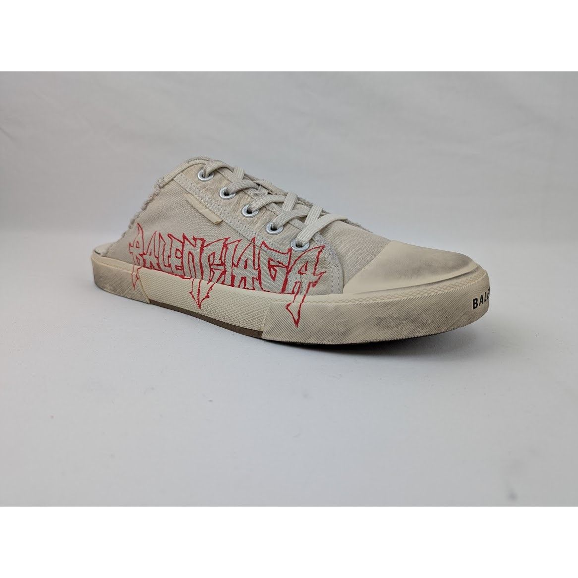 Balenciaga o1rshd1 Dest Canvas Paris Mule in White/Red/Black Size US 11 / EU 44 - 2 Thumbnail
