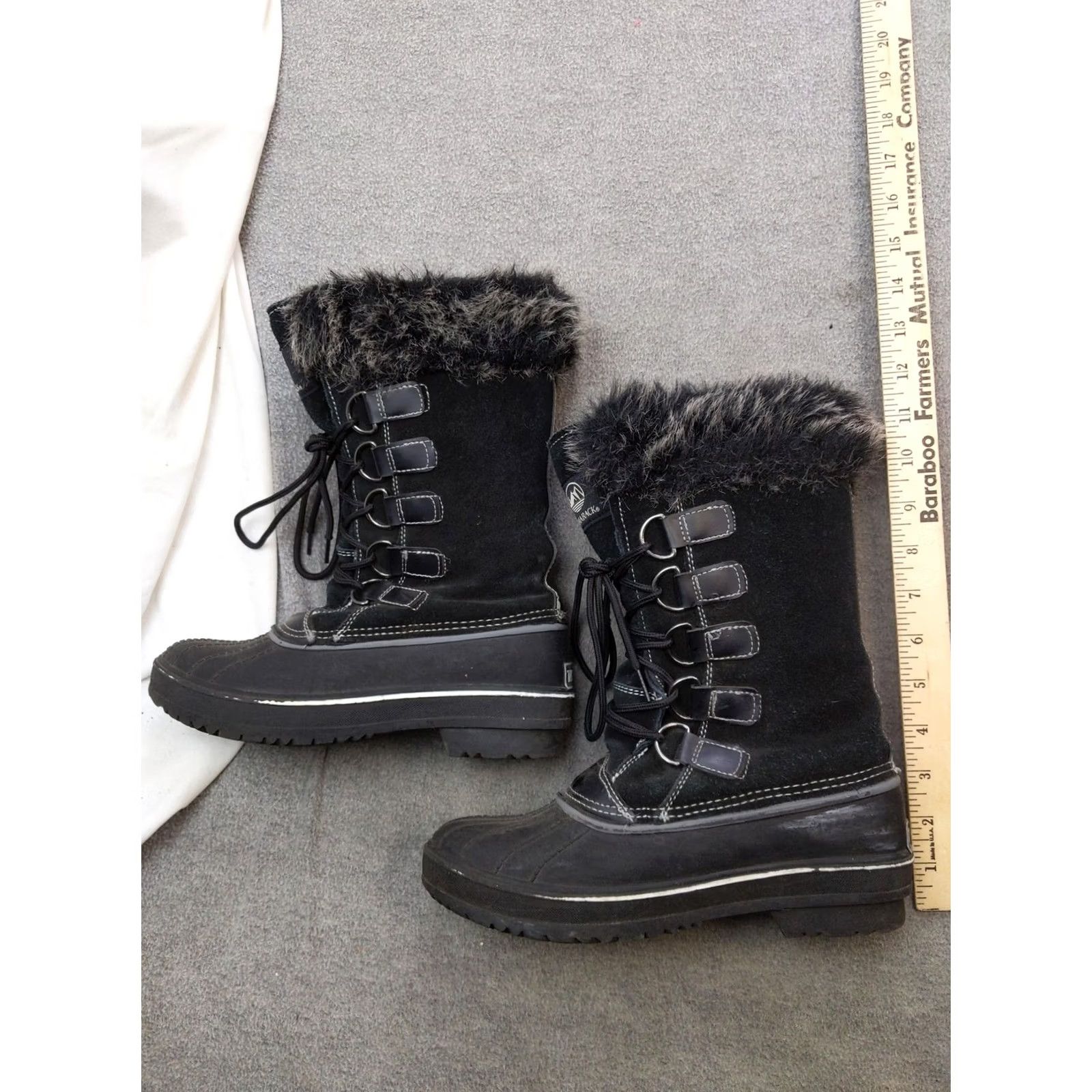 Vintage Tamarack Womens Snow Boot Black Suede Mid-Calf Winter Lace Up 7 Faux Fur Insulated Size US 7 / IT 37 - 2 Thumbnail