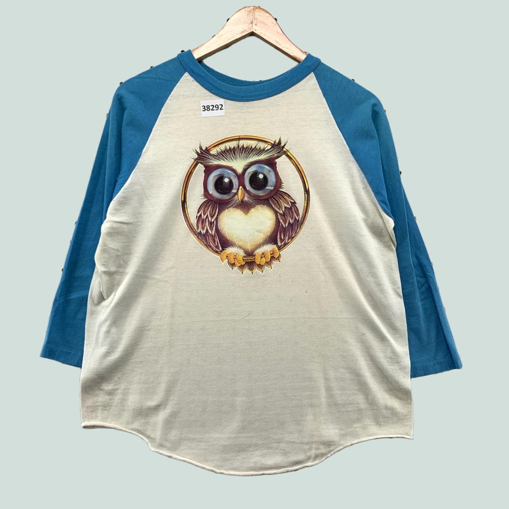 Vintage VINTAGE Stedman Owl Shirt Mens Large White Blue Raglan 3/4 Sleeve T-Shirt USA Size US M / EU 48-50 / 2 - 1 Thumbnail