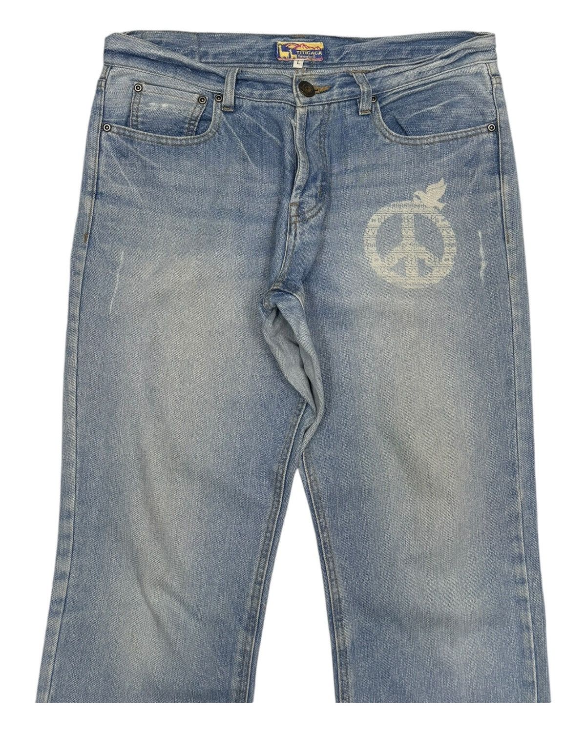 Kapital Vintage Titicaca ☮️ Logo Distressed Denim Jeans Size US 32 / EU 48 - 2 Thumbnail
