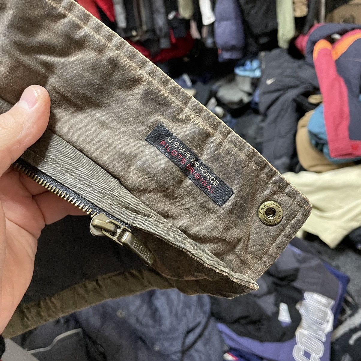 Milestone Rare Milestone Vintage khaki Flight Bomber Jacket MA1 war Size US M / EU 48-50 / 2 - 6 Thumbnail