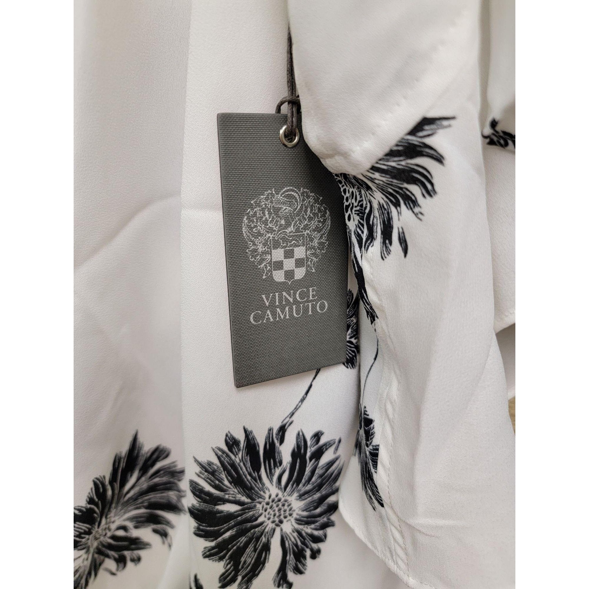 Vince Camuto Vince Camuto Pearl Ivory Floral Print Blouse With Ruffle Sle Size S / US 4 / IT 40 - 3 Thumbnail