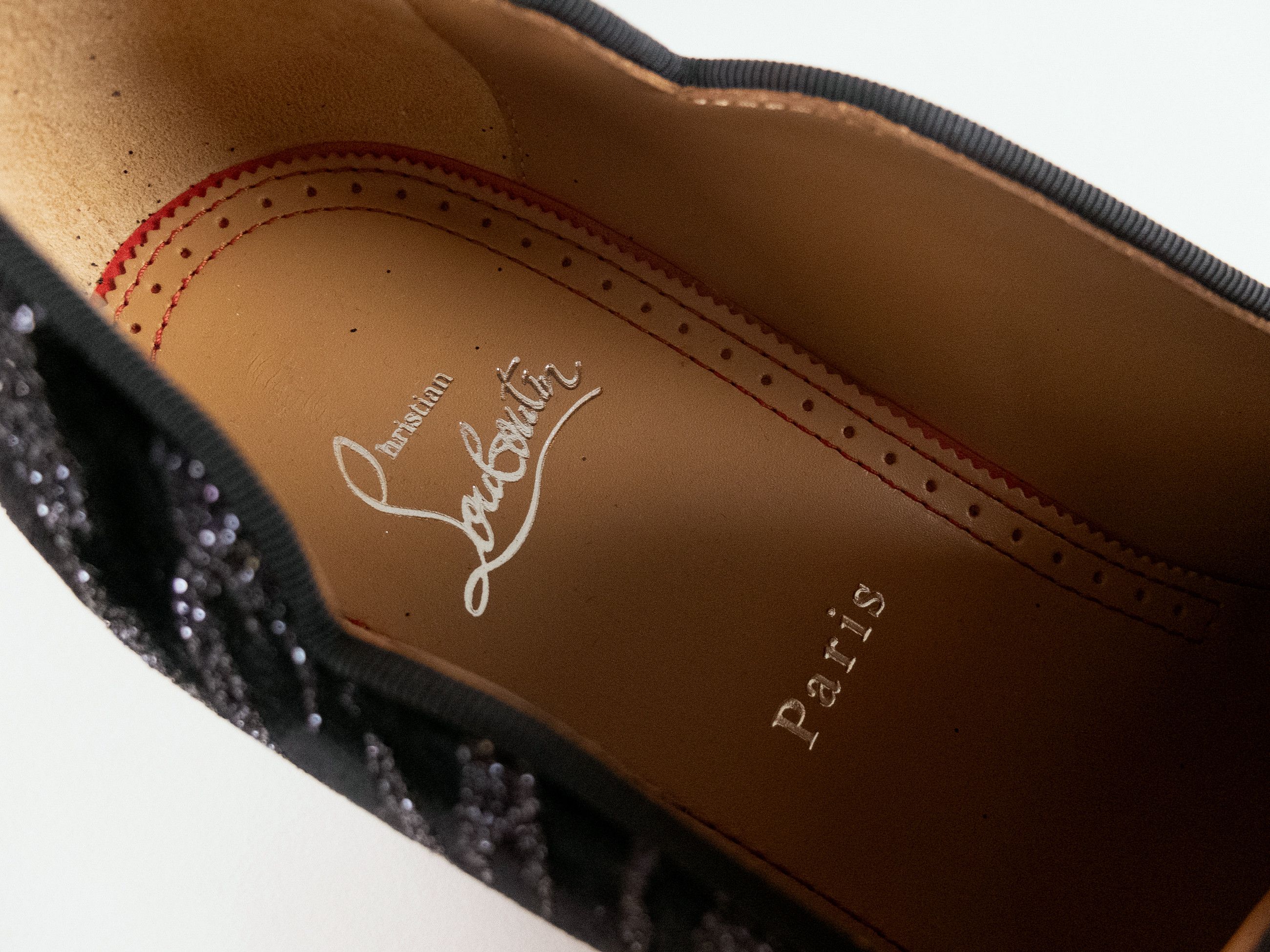 Christian Louboutin CHRISTIAN LOUBOUTIN Dandy Chick black velvet loafers glitter Size US 9 / EU 42 - 7 Thumbnail