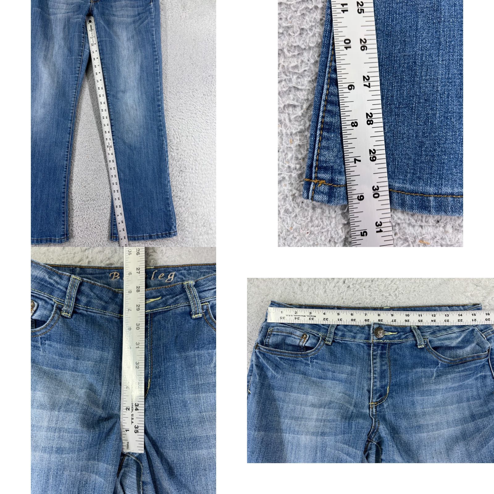 Cherokee Cherokee Jeans Bootcut Womens 12 Blue Denim 29x30 Regular Low Rise Cotton 5-Pocket Design Size 34" / US 12 / IT 48 - 8 Thumbnail
