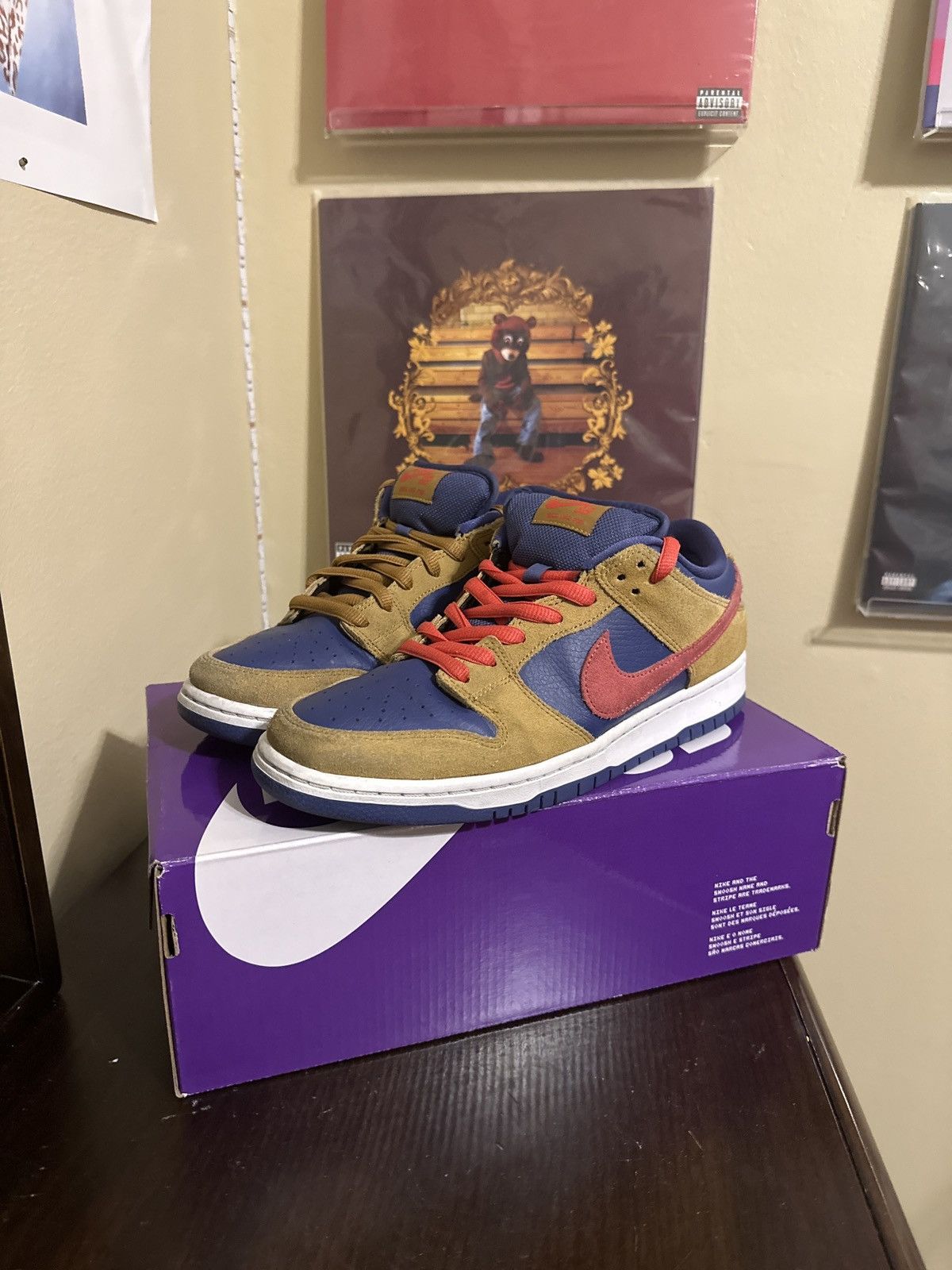 image of Nike Sb Dunk Low “Reverse Papa Bear” Shoes in Blue, Men's (Size 9)