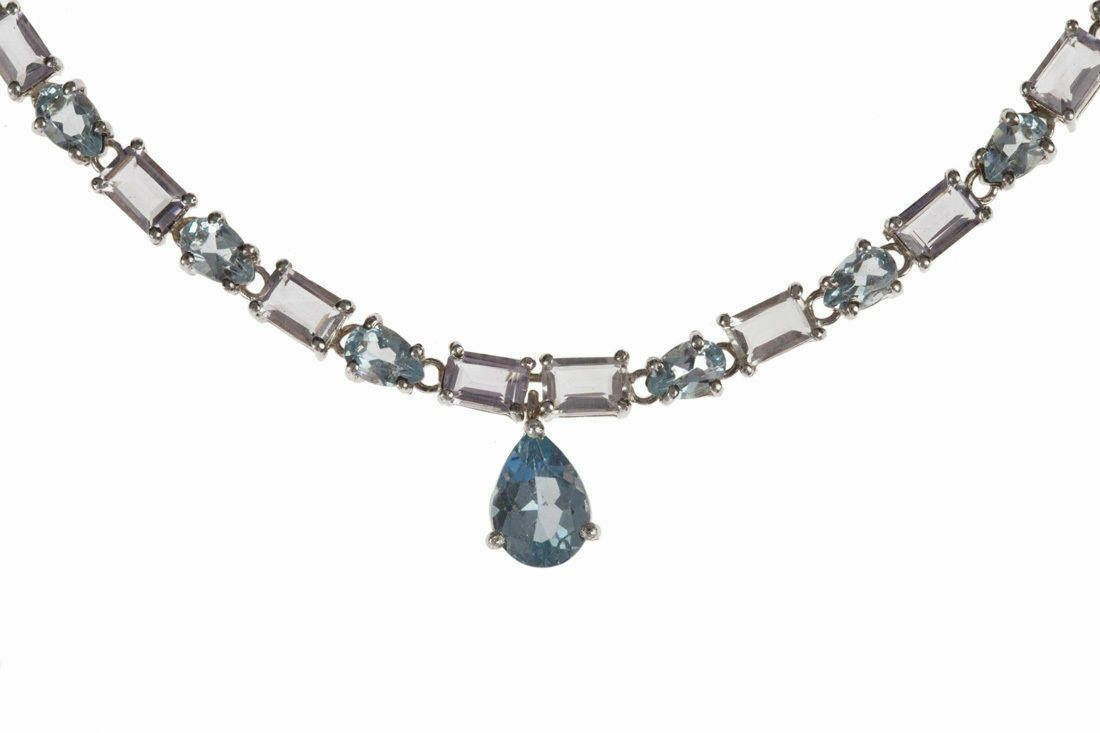 Handmade Blue Topaz and Amethyst Eternity Necklace Size ONE SIZE - 1 Thumbnail