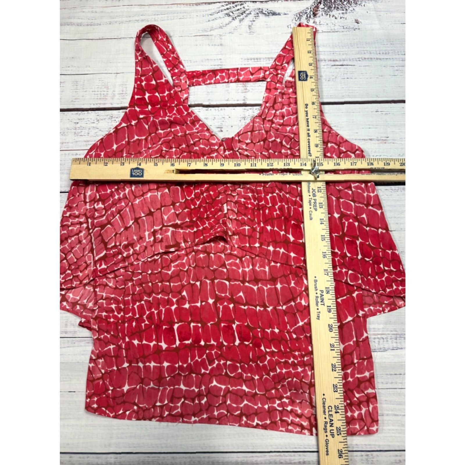 White House Black Market White House Black Market Tank Womens Size S Red Print Polyester Layered Tank Top Size S / US 4 / IT 40 - 2 Thumbnail