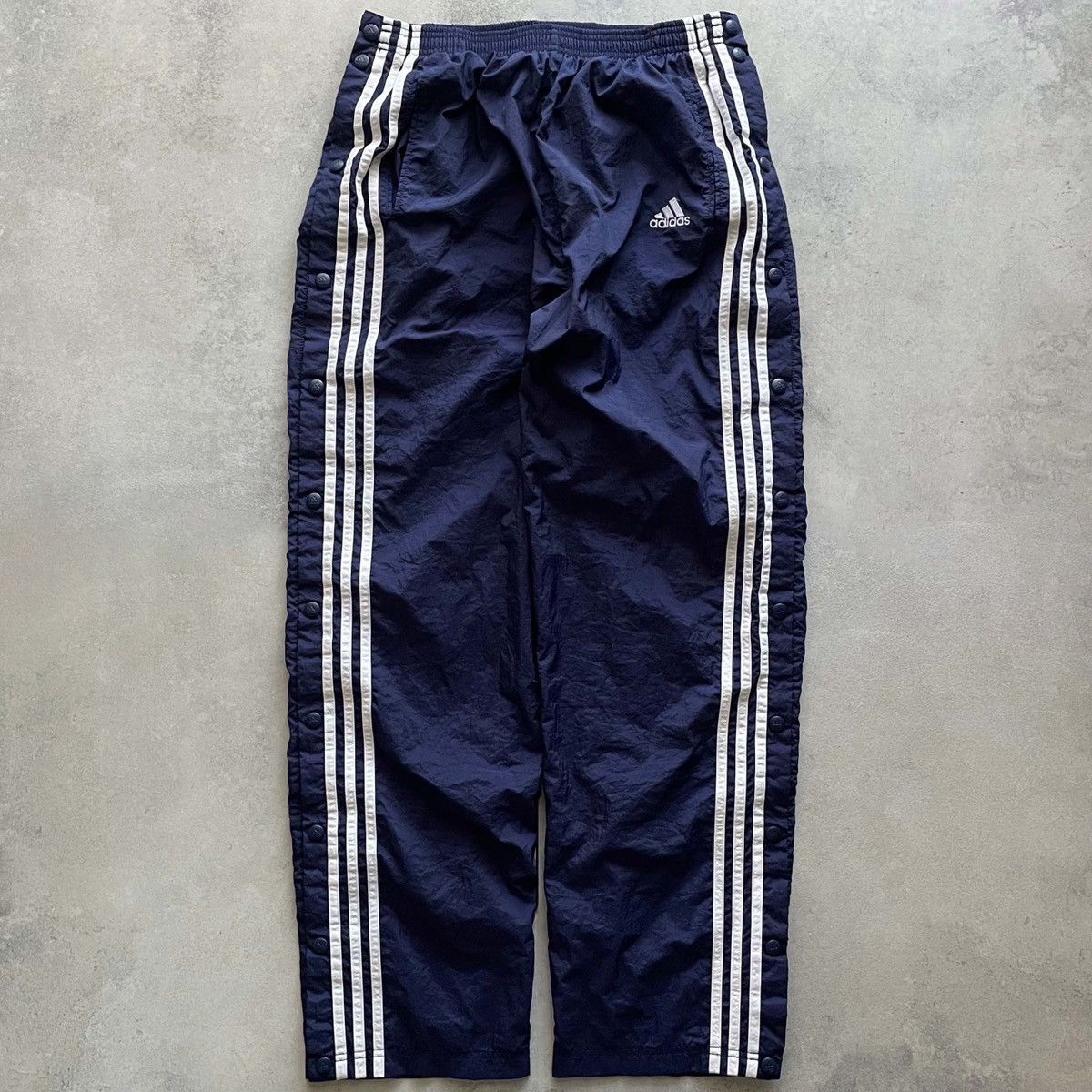 Adidas Vintage 90s Adidas Navy Blue Striped Y2k Nylon Track Pants Grailed 9775