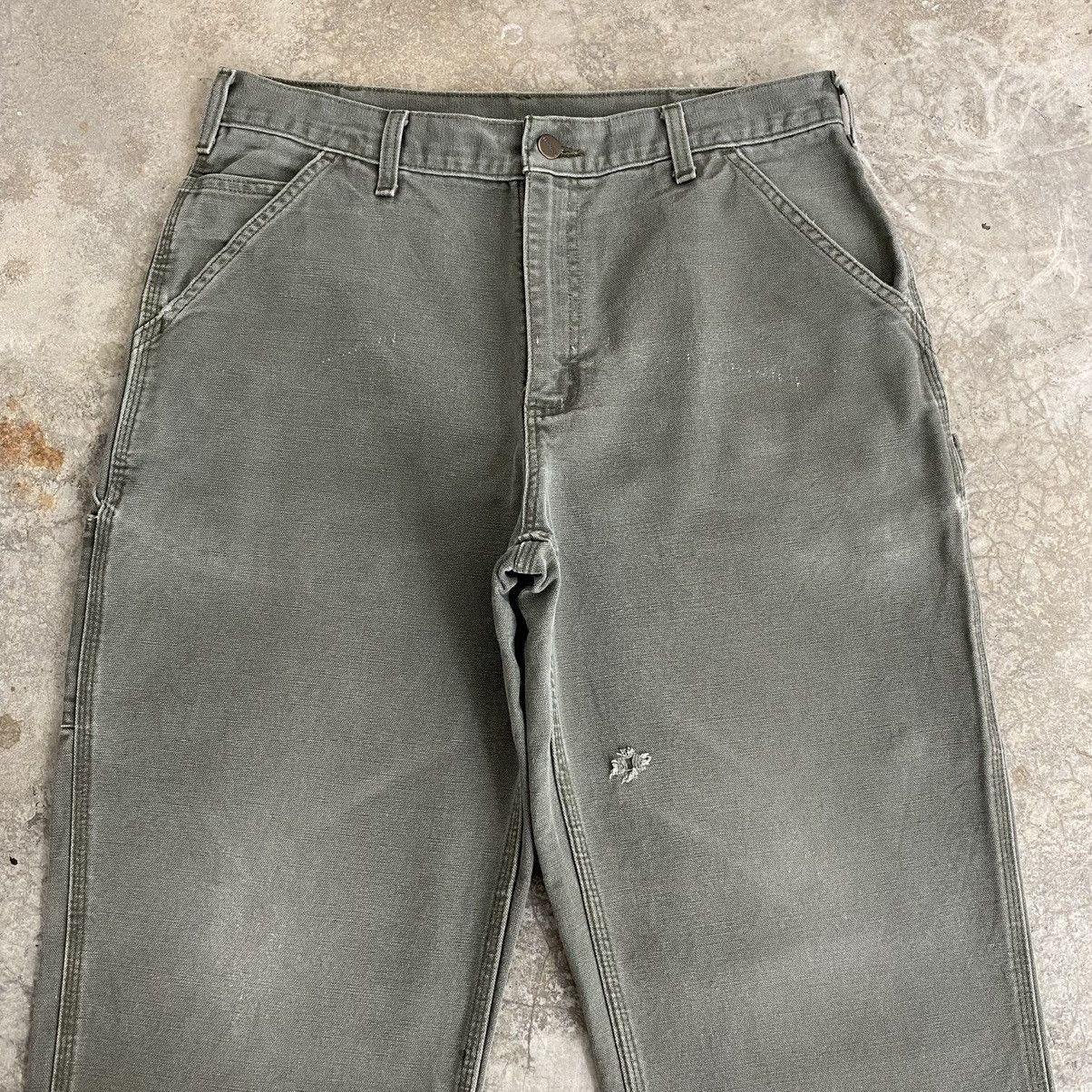 Carhartt Vintage Carhartt Faded Moss Green Carpenter Work Pants Size US 33 - 4 Thumbnail