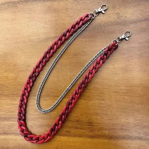 VIBE Red Stacked Double Chain Wallet Size ONE SIZE - 6 Thumbnail