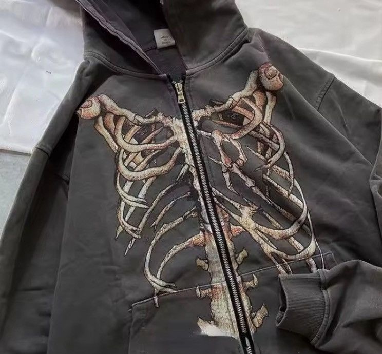 Japanese Brand Kihara x Asai Punk Zip Up Hoodie Gothic Style Skeleton Size US L / EU 52-54 / 3 - 3 Thumbnail