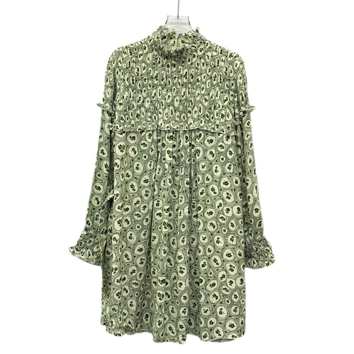 Chloe Chloe Green Geometric Floral Printed Long Sleeve Dress K26WX Size S / US 4 / IT 40 - 1 Thumbnail