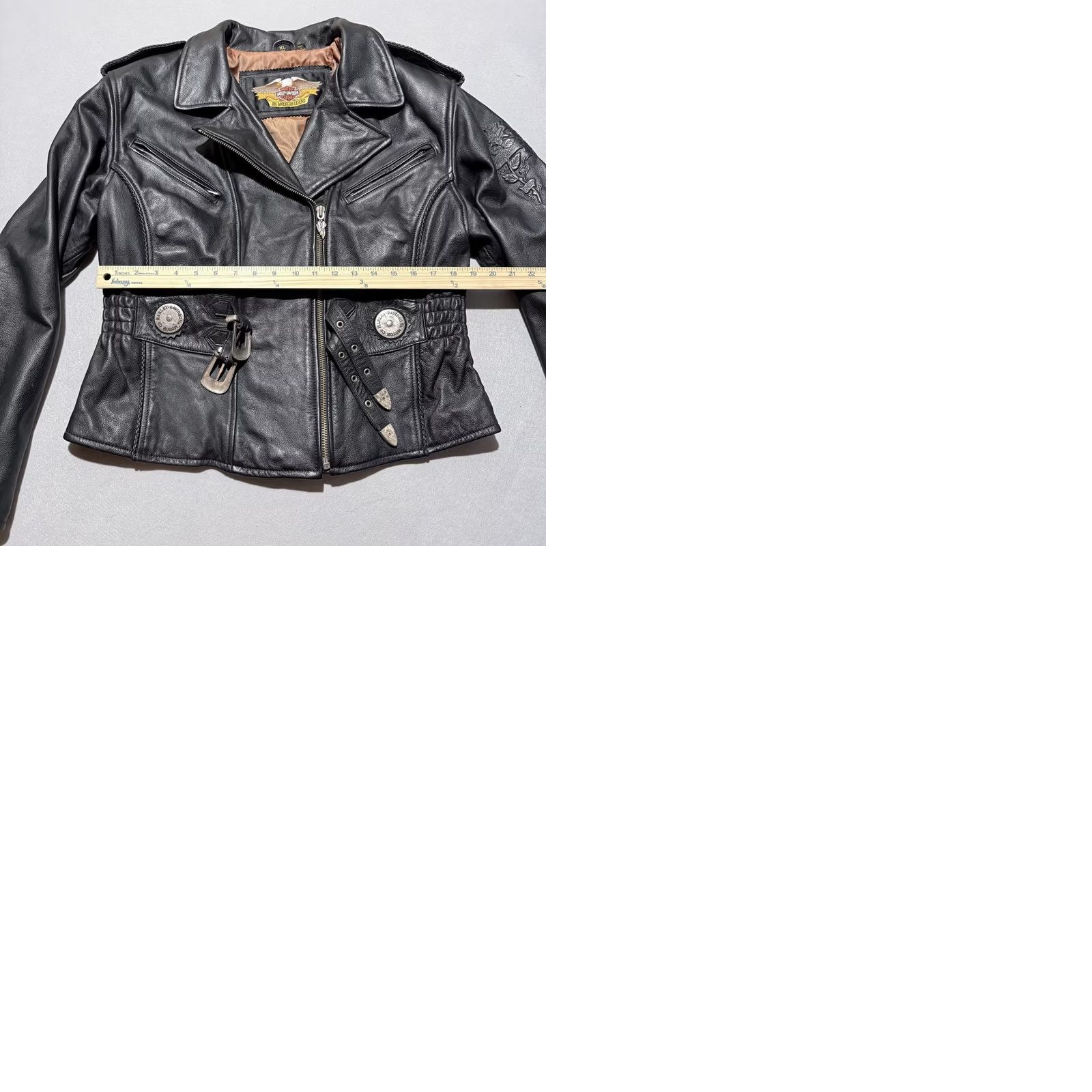 Harley Davidson VTG Harley-Davidson Leather Jacket Women's Black Biker XL Embossed Sierra Rose - Jacket, Harley-Davidson, Black, XL, Women Size XL / US 12-14 / IT 48-50 - 9 Thumbnail