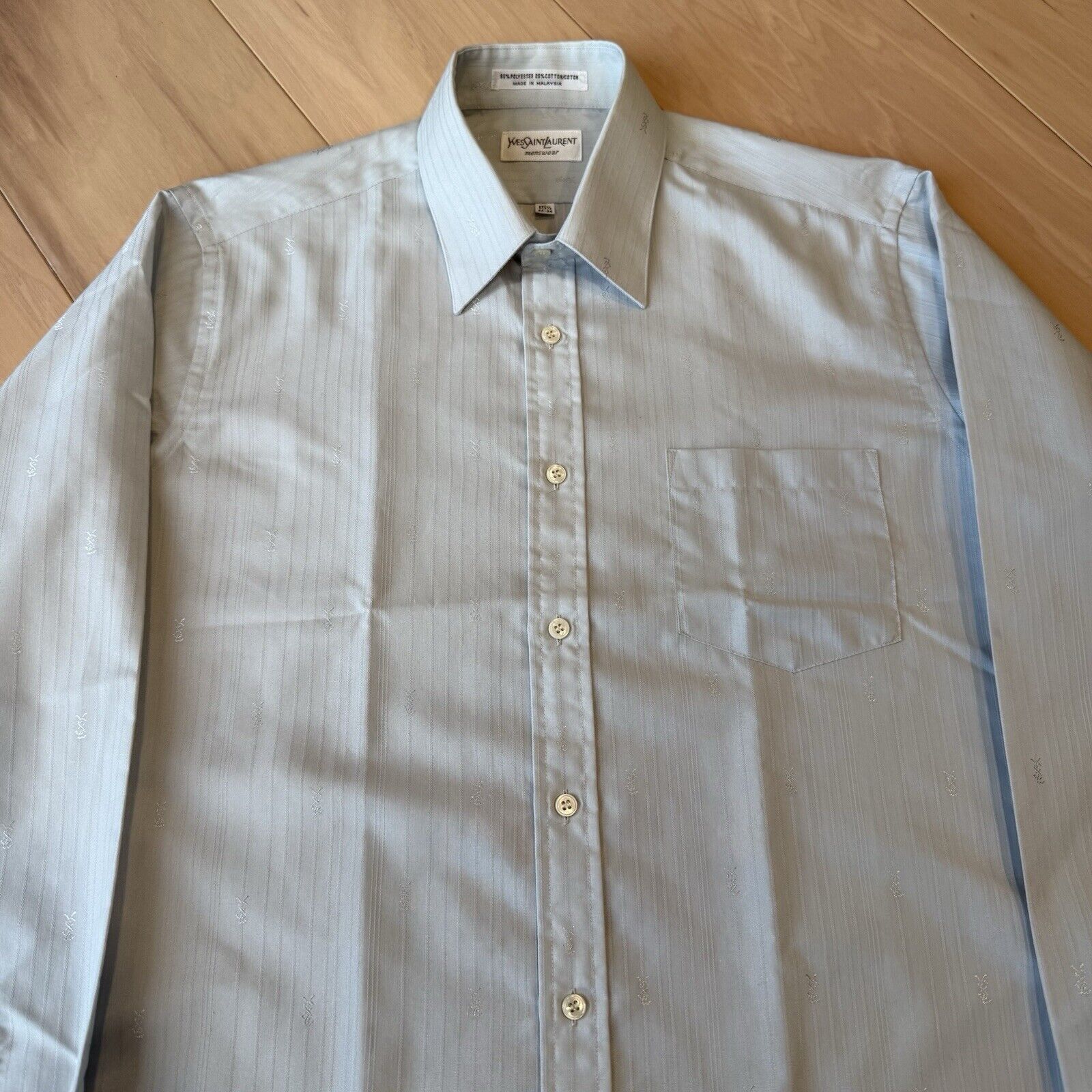 Vintage × Yves Saint Laurent Vintage Yves Saint Laurent Shirt 15.5 Gray 90s Designer Size US XL / EU 56 / 4 - 3 Thumbnail