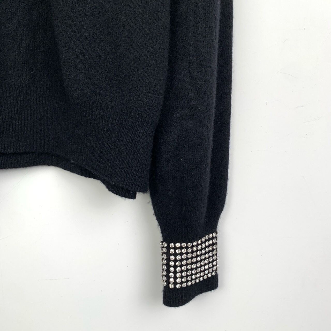 Alexander Wang Alexander Wang Black Round-Neck Wool Knit Diamond-Embellishe Size US XS / EU 42 / 0 - 4 Thumbnail