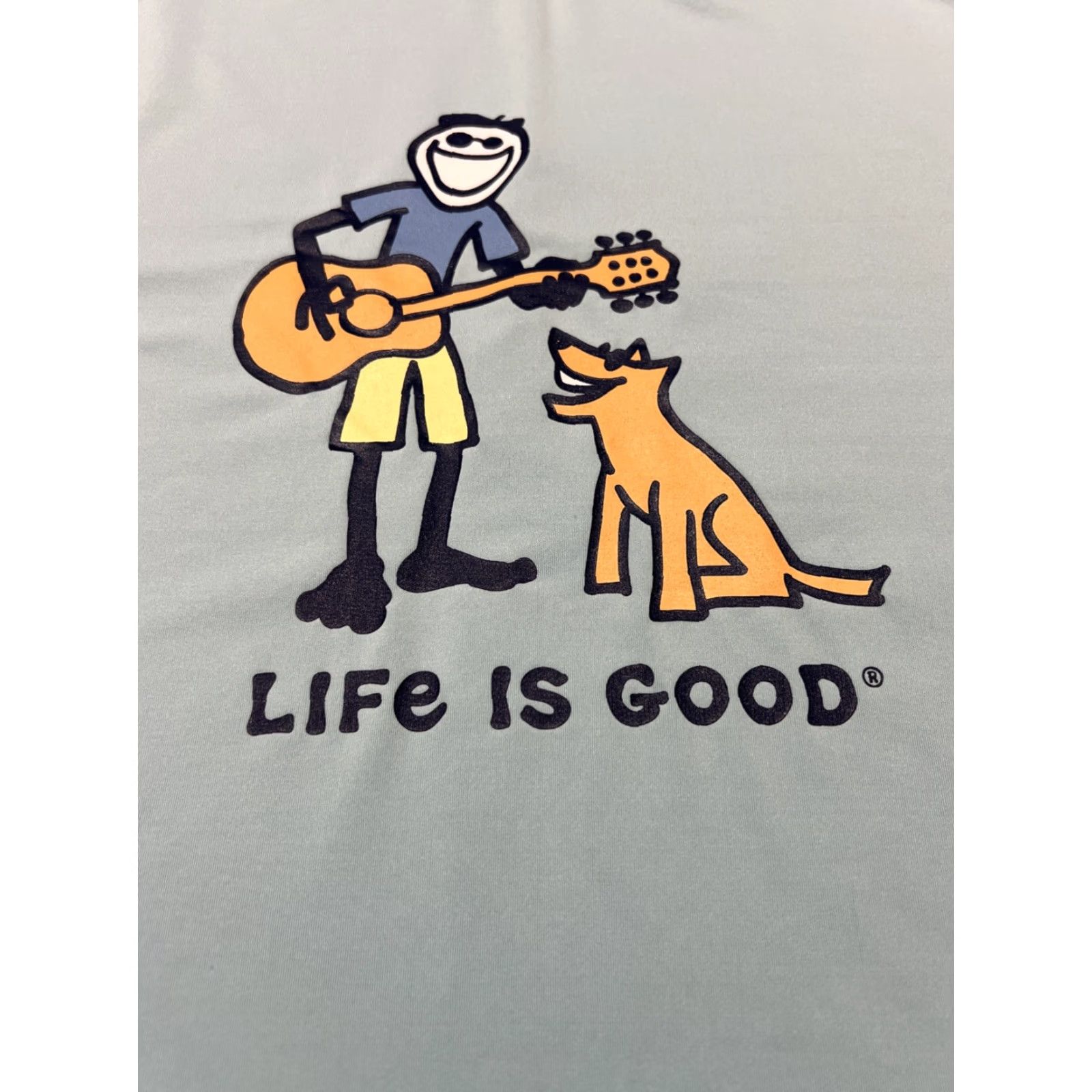 Life is Good Life is Good T-Shirt Dog Life is Good "Homemade Jam" Jake Dog Guitar Performance L/S Aqua XL Men shirts Mens T-Shirt XL Aqua Dog Theme Ready to wear Size US XL / EU 56 / 4 - 2 Thumbnail