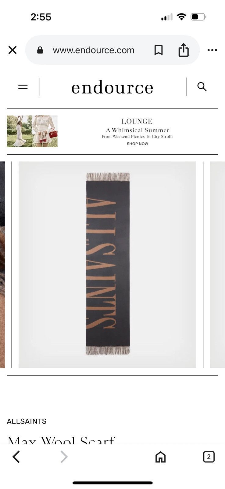 Allsaints Reversible Wool Logo Blanket Scarf Size ONE SIZE - 4 Thumbnail