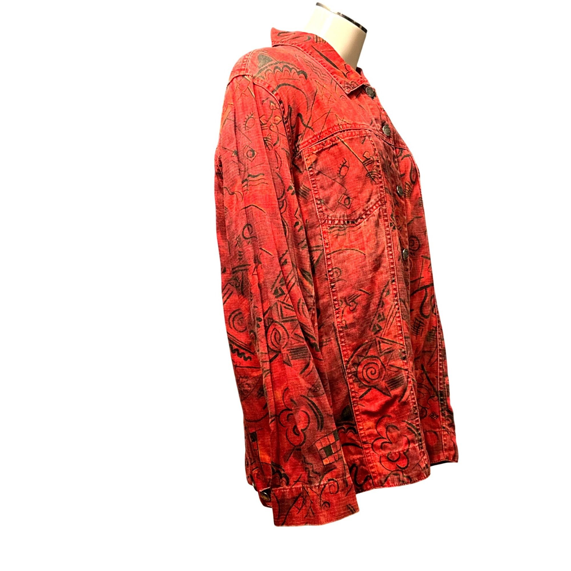 Chicos Chicos Design Vintage Bold Red Fabric Abstract Black Tribal Size XL / US 12-14 / IT 48-50 - 4 Thumbnail