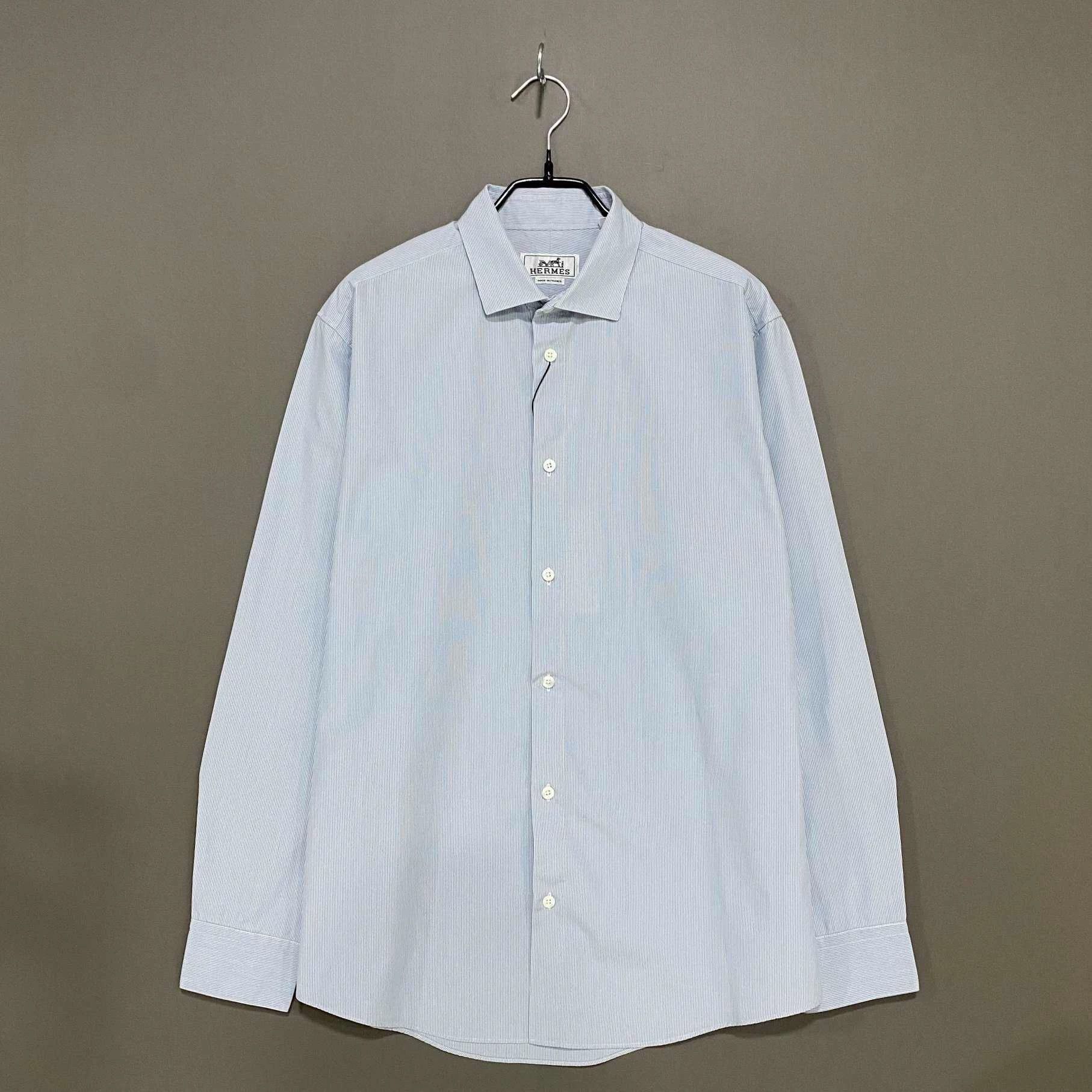Hermes HERMES Striped Long Sleeve Shirt - dmc Size US M / EU 48-50 / 2 - 1 Thumbnail