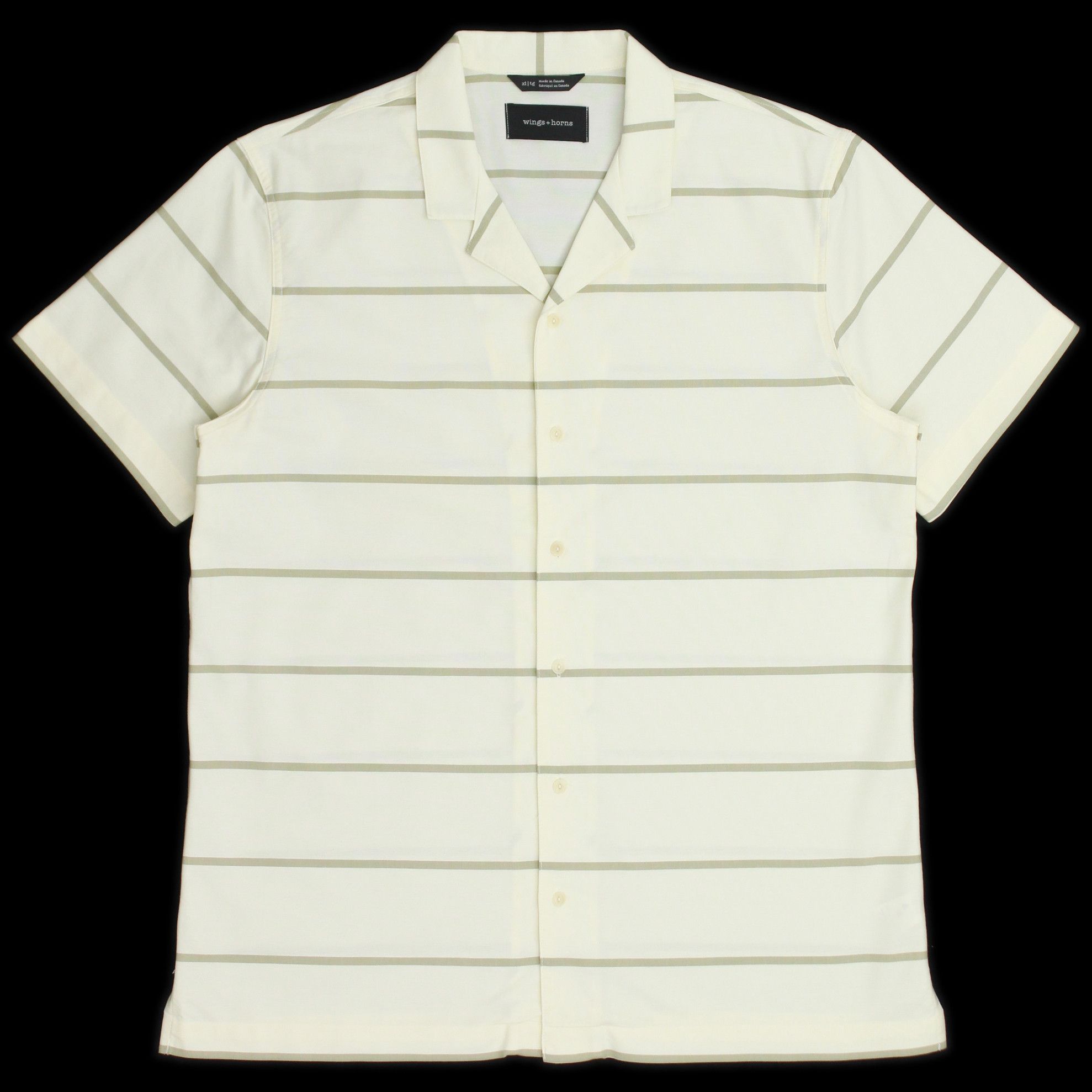 Striped Oxfort Cloth Short Sleeve Camp Collar Shirt