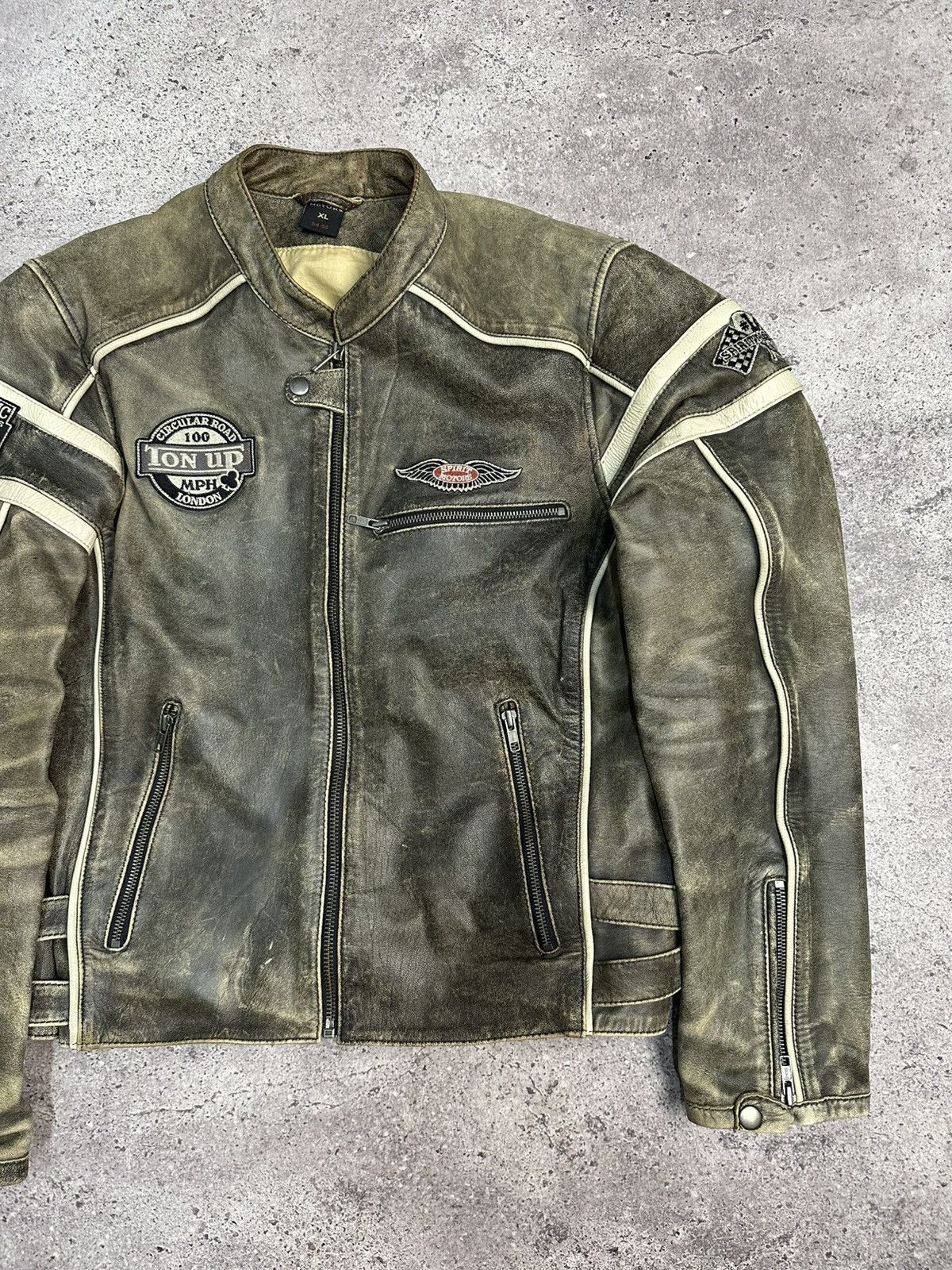 If Six Was Nine Vintage Racing Leather Jacket Biker Spirit Motors Y2K Size US L / EU 52-54 / 3 - 9 Thumbnail