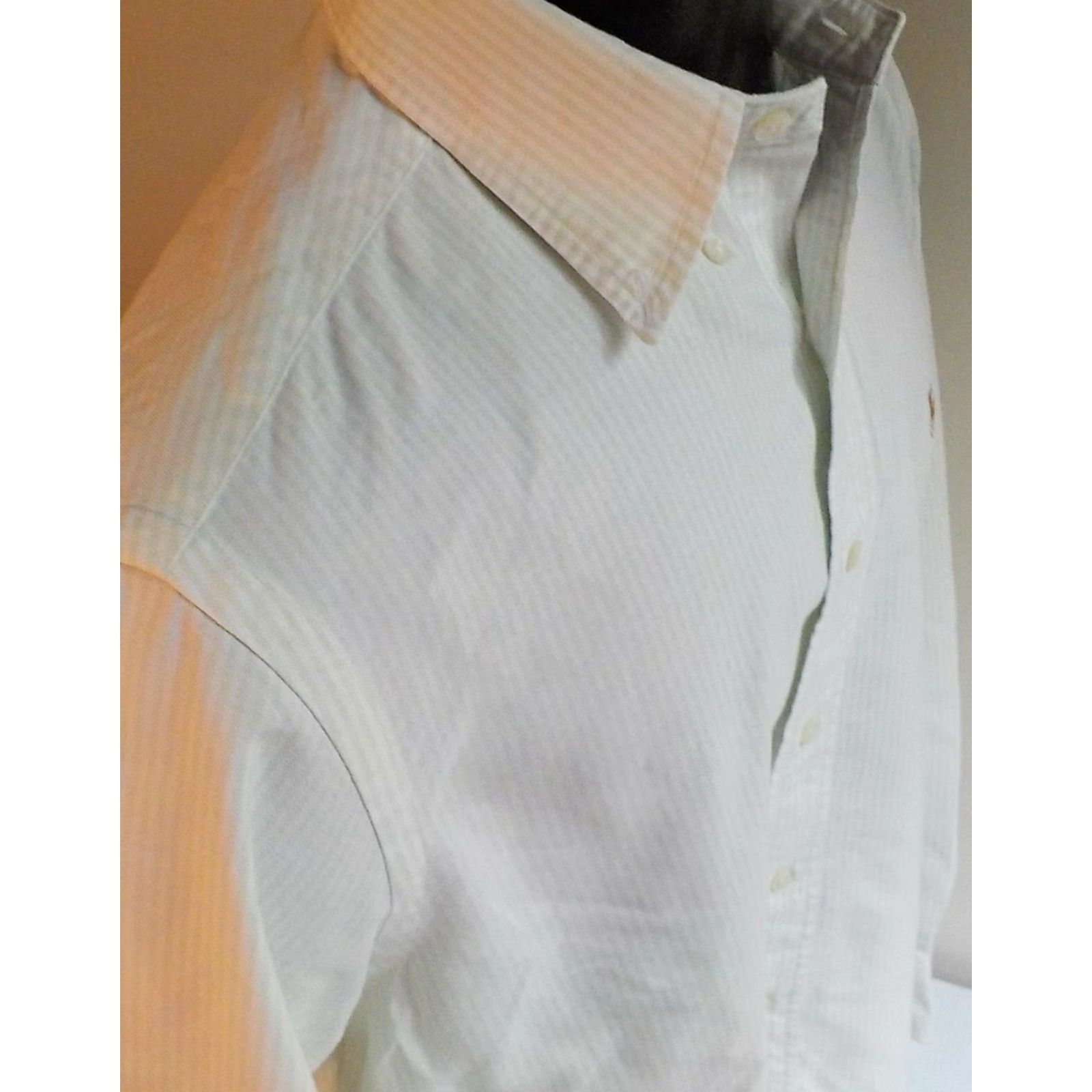 Ralph Lauren Ralph Lauren Button-Front Shirt 15 1/2 100% Cotton Green White Striped Button-Up Mens Shirt Size US M / EU 48-50 / 2 - 3 Thumbnail