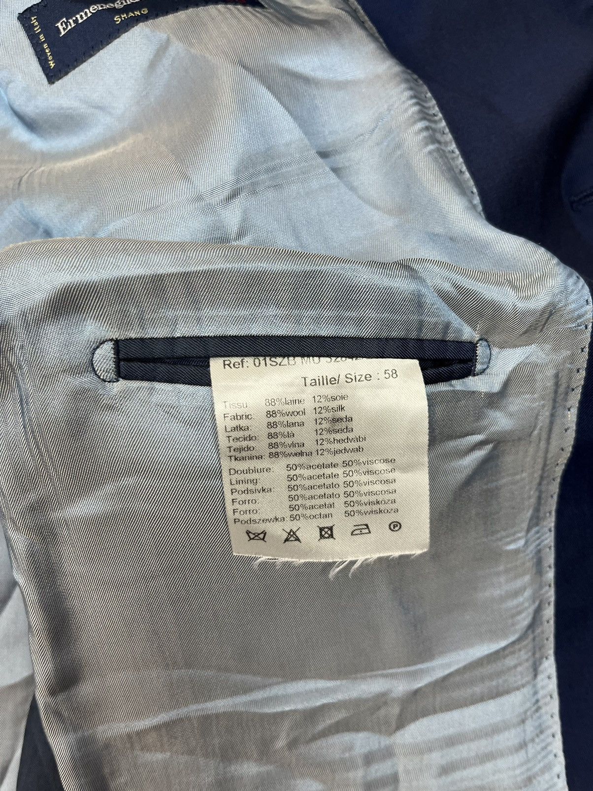 Ermenegildo Zegna Ermenegildo Zegna Vintage Blue Lana Silk Blazer 58 Size Size 50R - 13 Thumbnail