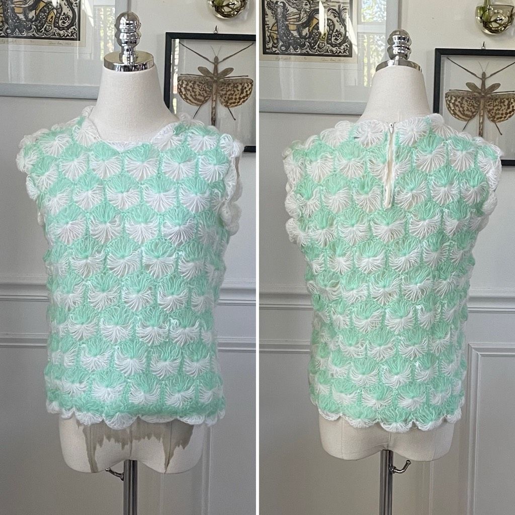 Vintage Vintage 60s Jane Hunter Seafoam Green White Back Zip Sleevel Size S / US 4 / IT 40 - 1 Thumbnail