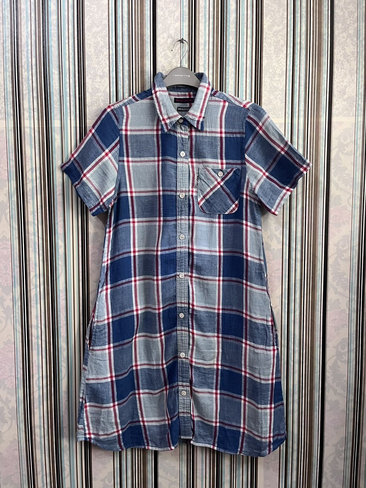 Blue Blue Japan 1990s Sashiko plaid button up #F3 Size S / US 4 / IT 40 - 3 Thumbnail