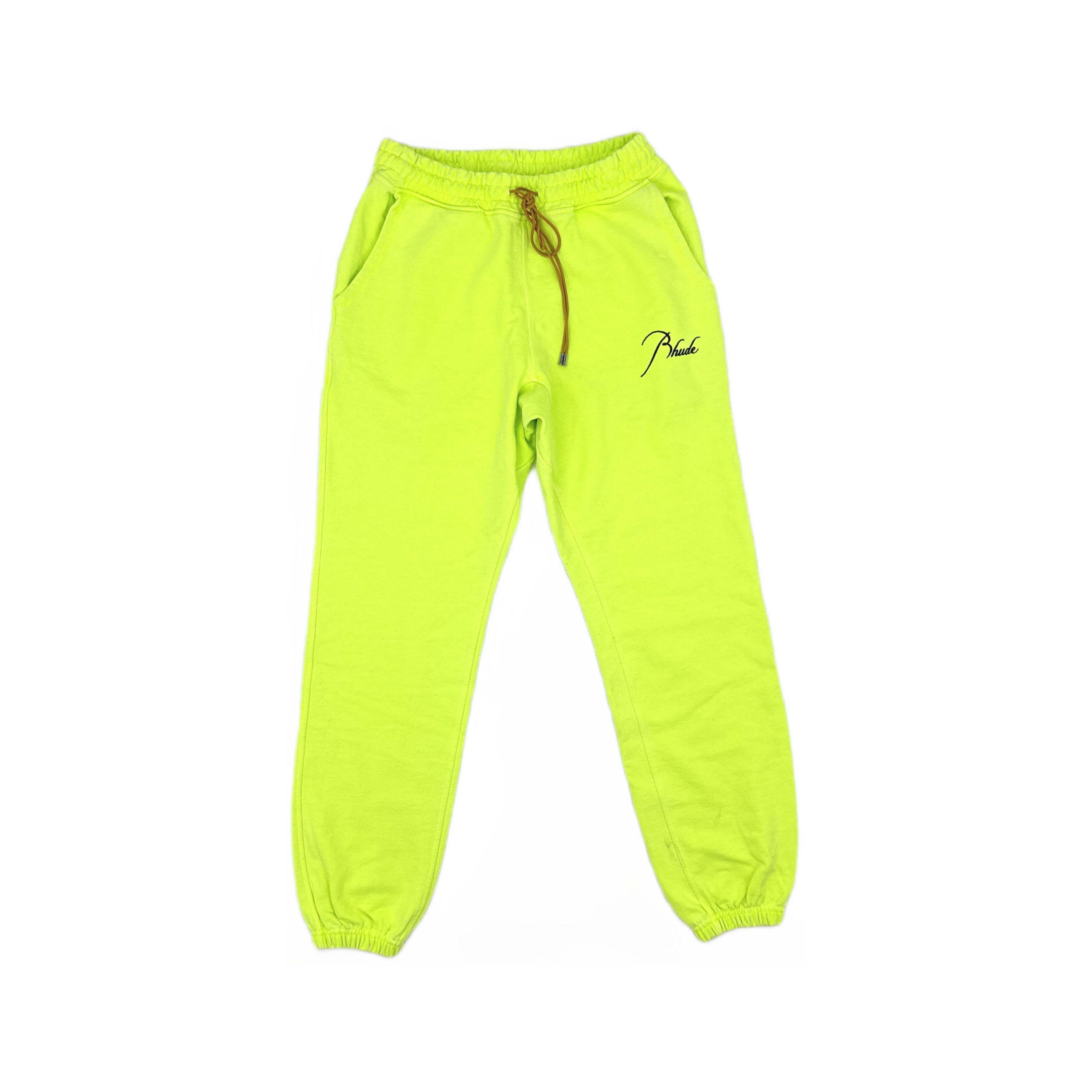 Rhude RHUDE Neon Green Sweatpants Size L Size US 34 / EU 50 - 1 Thumbnail
