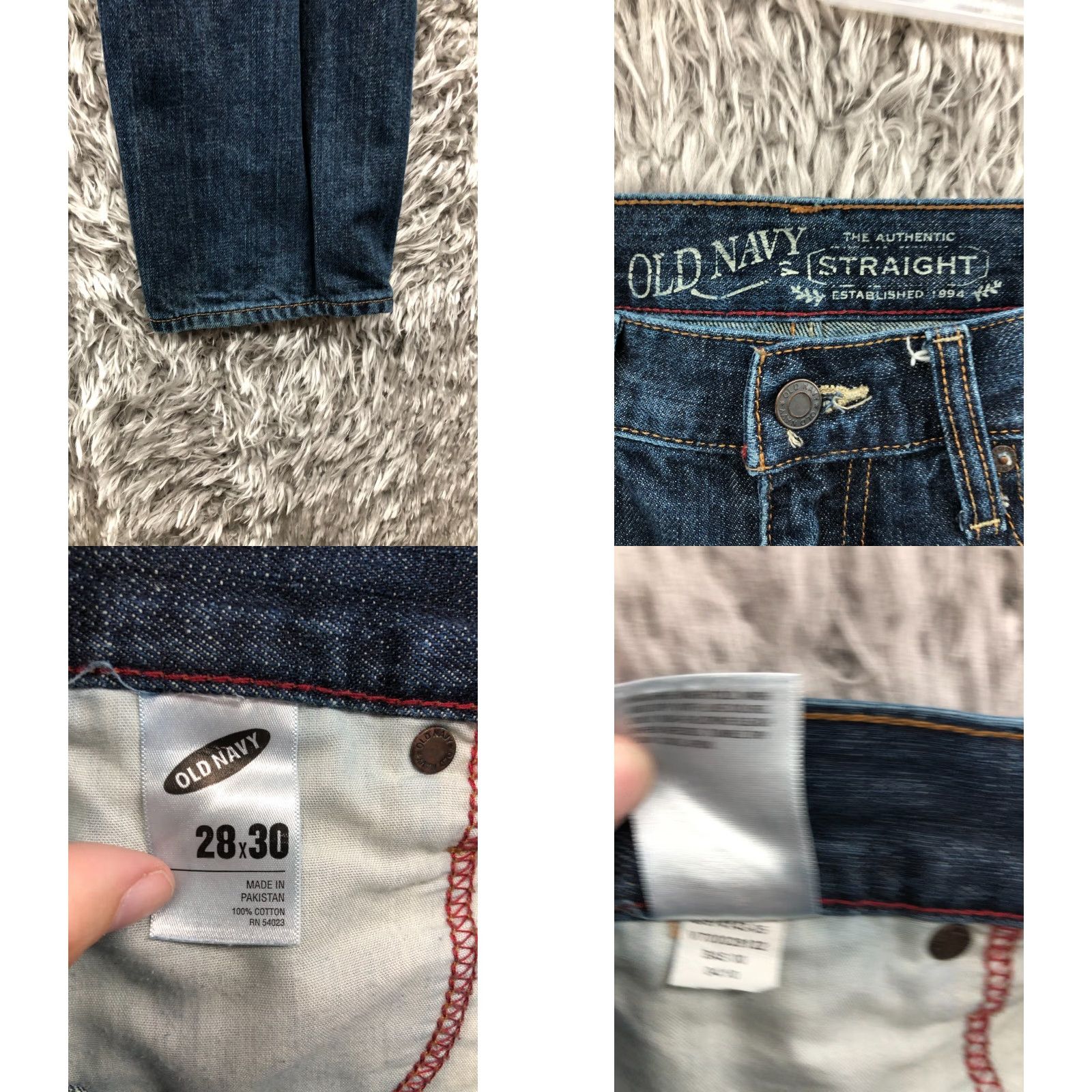 Old Navy Old Navy Jeans Mens 28x30 Size 28 Dark Wash Blue Denim Straight Leg Mid Rise 5-Pocket Denim Jeans Size US 28 / EU 44 - 8 Thumbnail