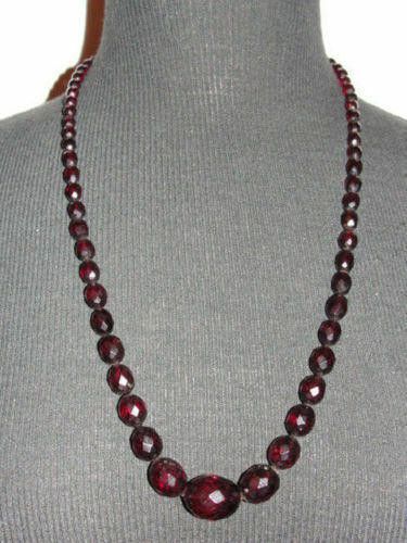 Designer Graduated Faceted Cherry Amber Bead Bakelite Necklace Size ONE SIZE - 1 Thumbnail