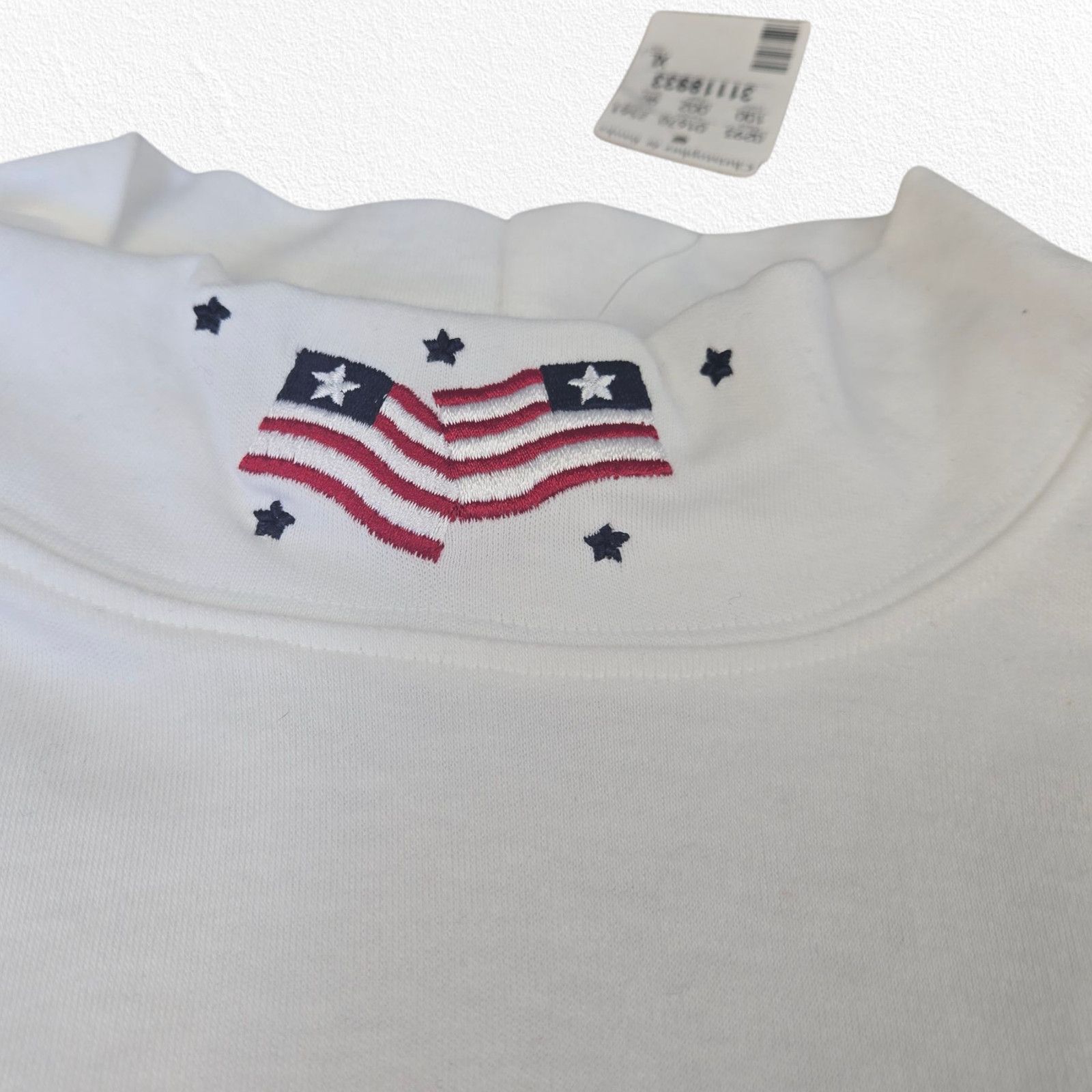 Vintage Y2K White Patriotic Mock Neck USA Flag Shirt Size XL Size XL / US 12-14 / IT 48-50 - 3 Thumbnail
