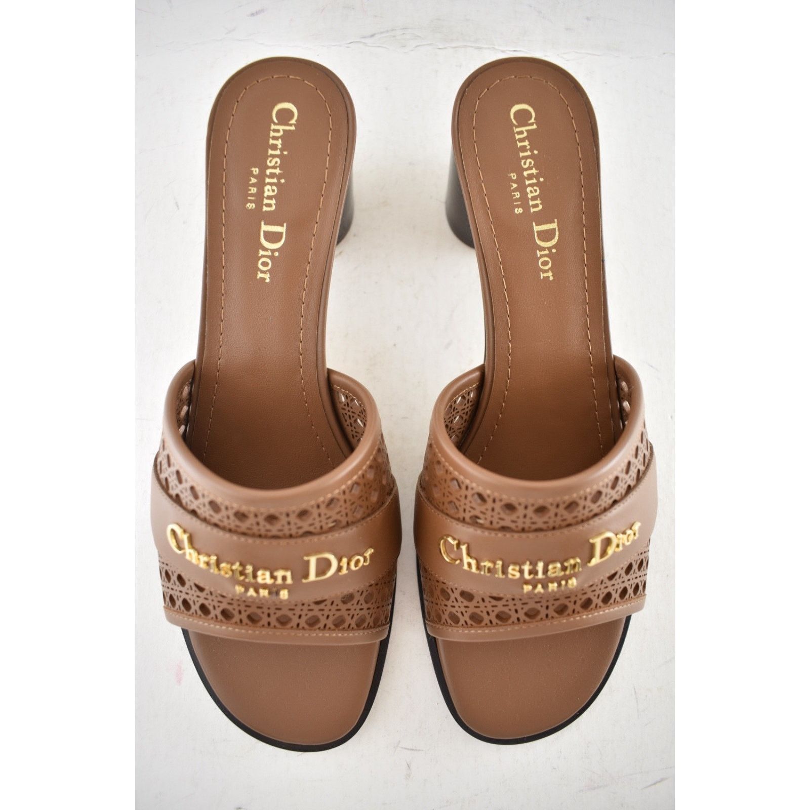 Dior Dior D-Lane Down Town Brown Leather Slide Heel Sandal 39 Size US 9 / IT 39 - 15 Thumbnail
