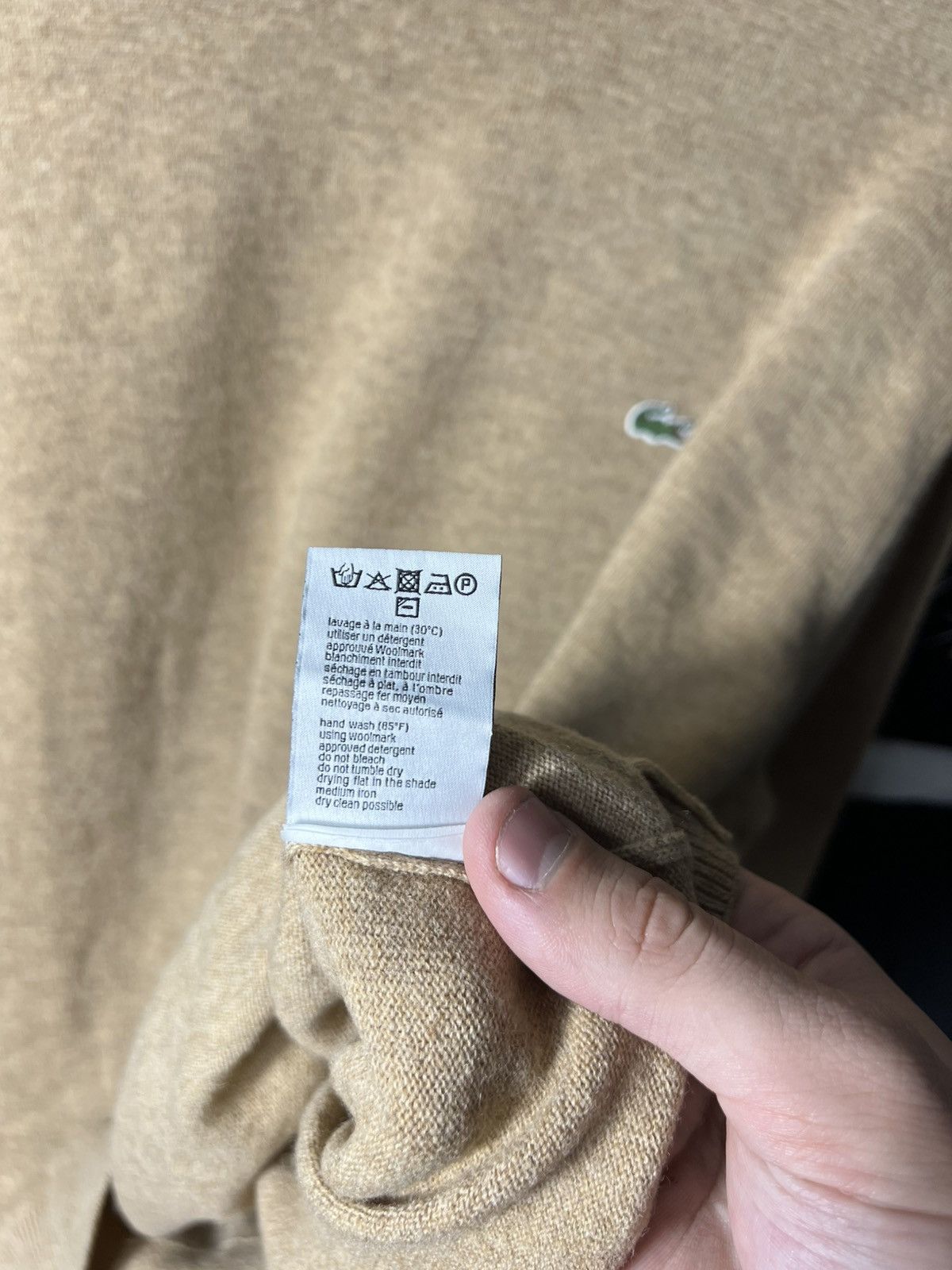 Lacoste 🧶 Vintage Lacoste Woolmark Sweater — Camel — Size XL (FR 6) Size US XL / EU 56 / 4 - 10 Thumbnail