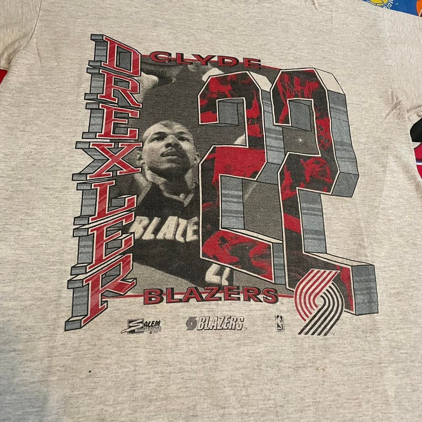 NBA × Salem Sportswear × Vintage Vintage 1992 NBA Clyde Drexler Portland Trail Blazers Tee Size US L / EU 52-54 / 3 - 3 Thumbnail